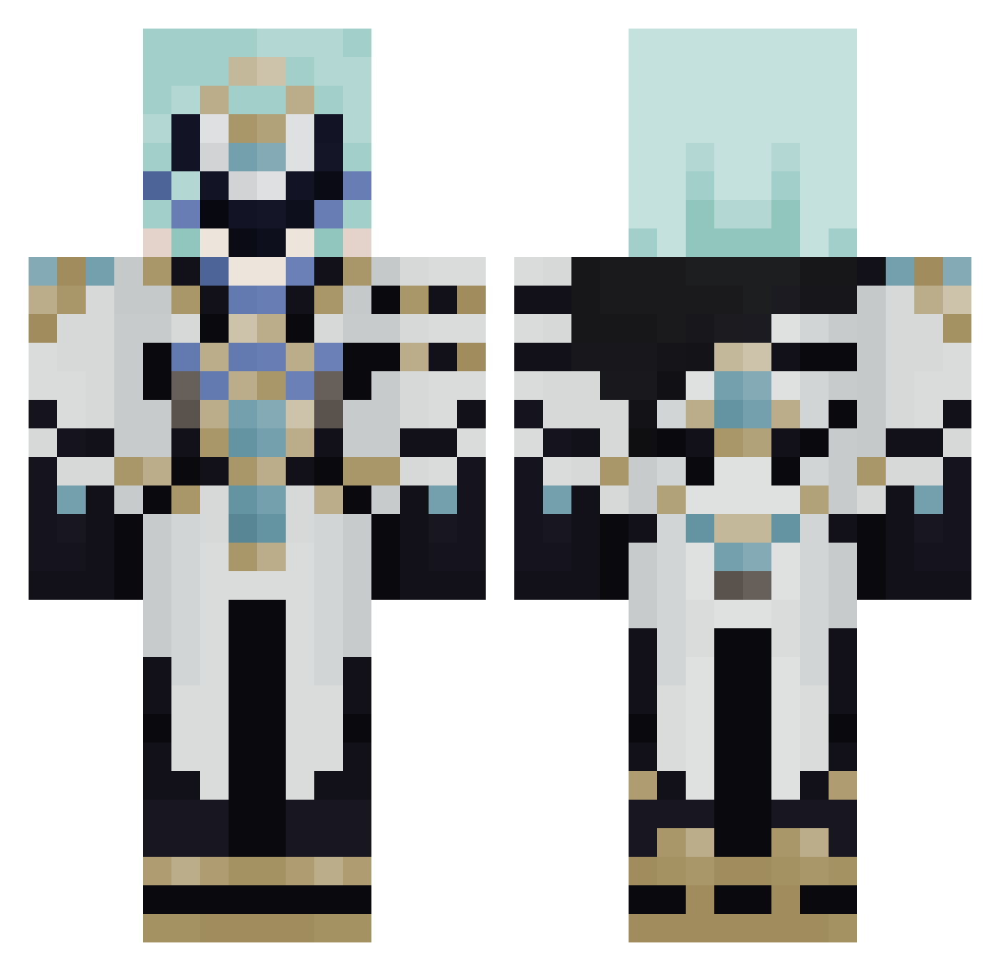 Zandik Minecraft skin, front and back view