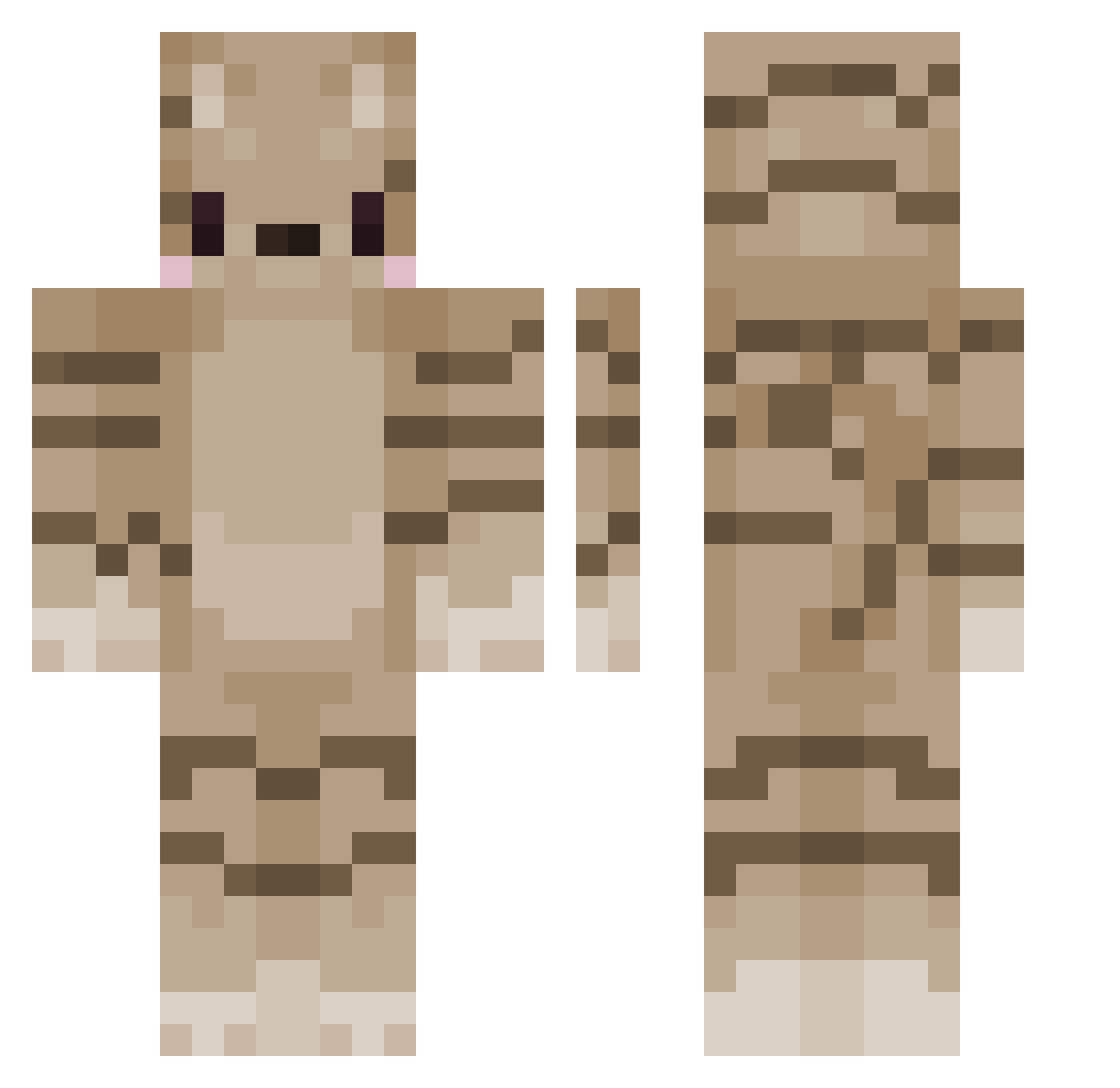 albinoism Minecraft skin, front and back view