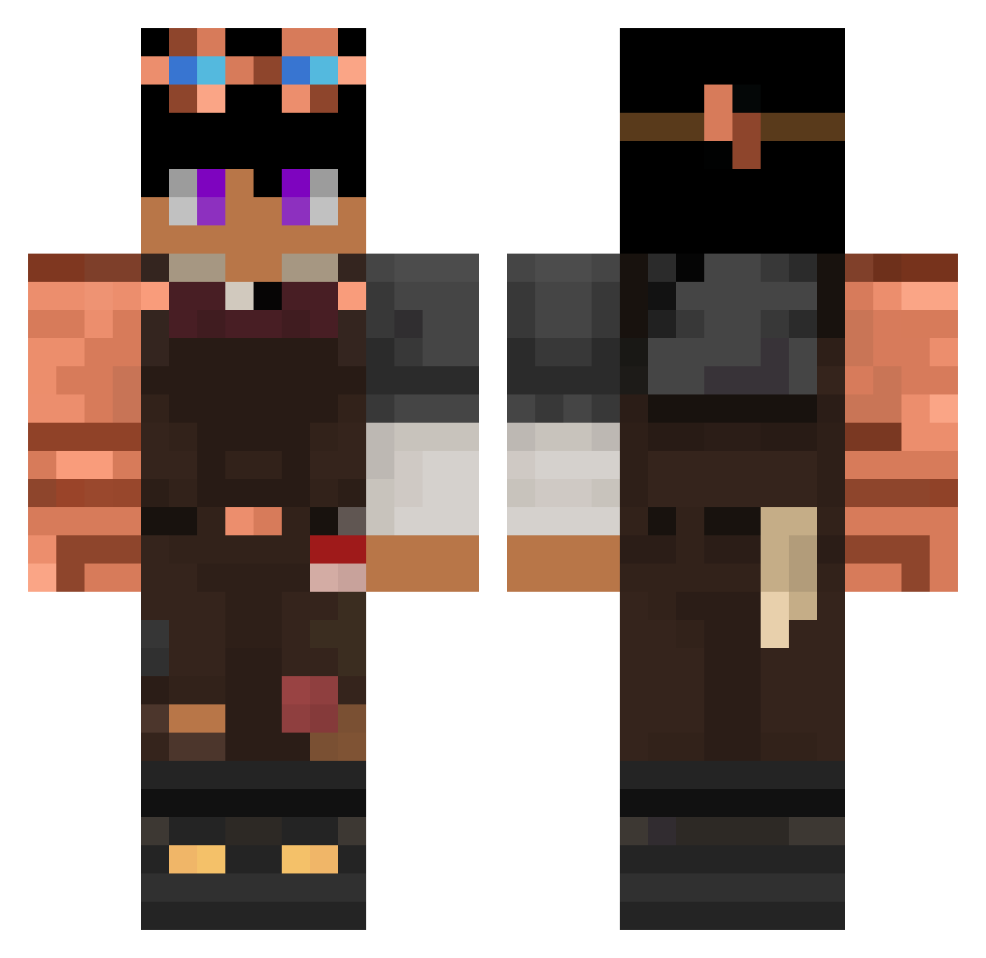 Noxyzen Minecraft skin, front and back view