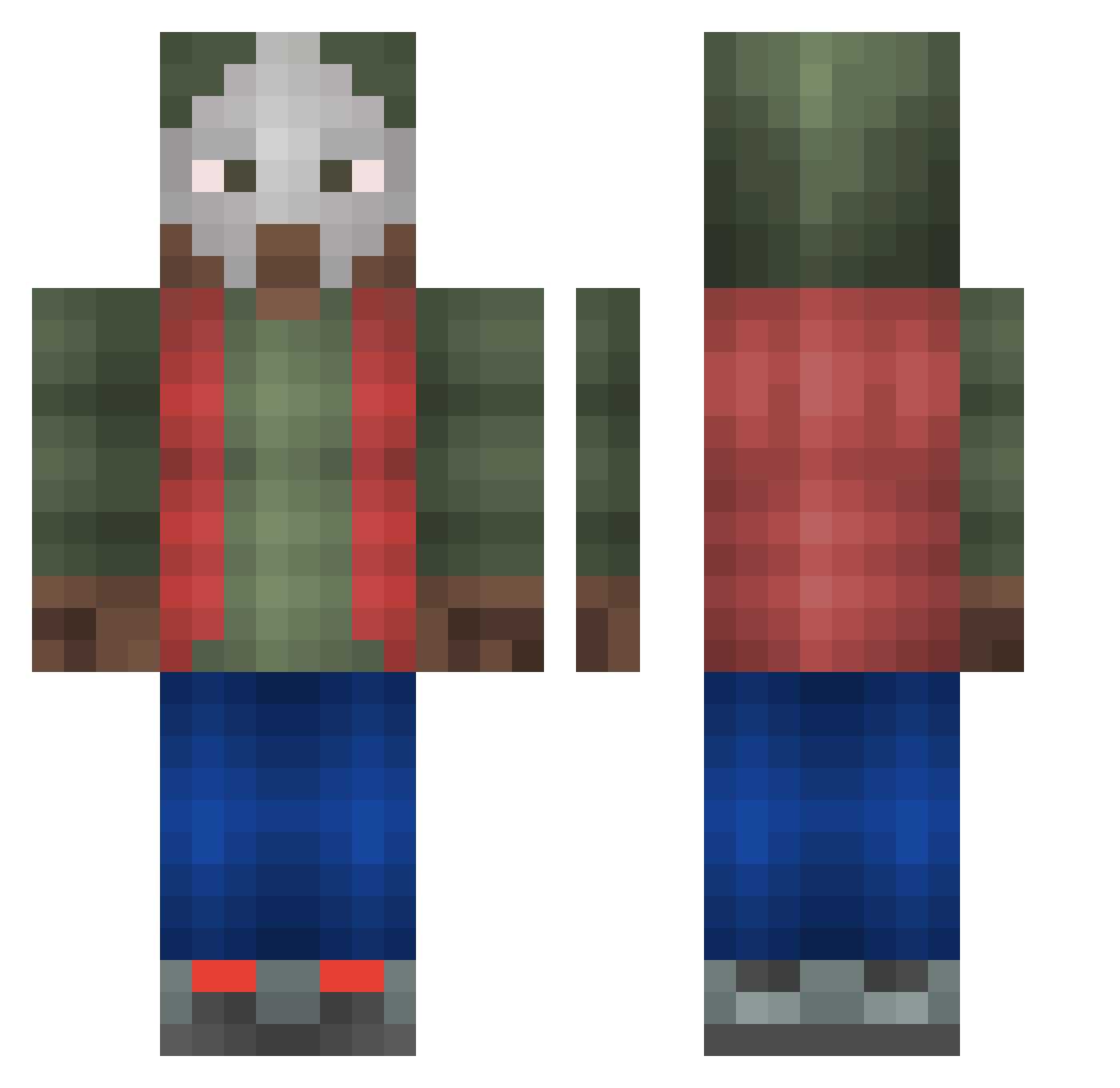 Meeecol Minecraft skin, front and back view