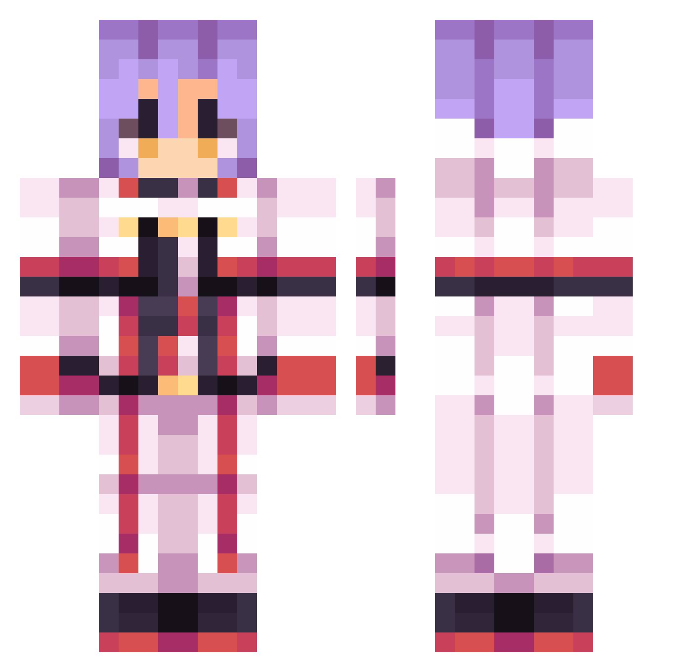 phlorb Minecraft skin, front and back view