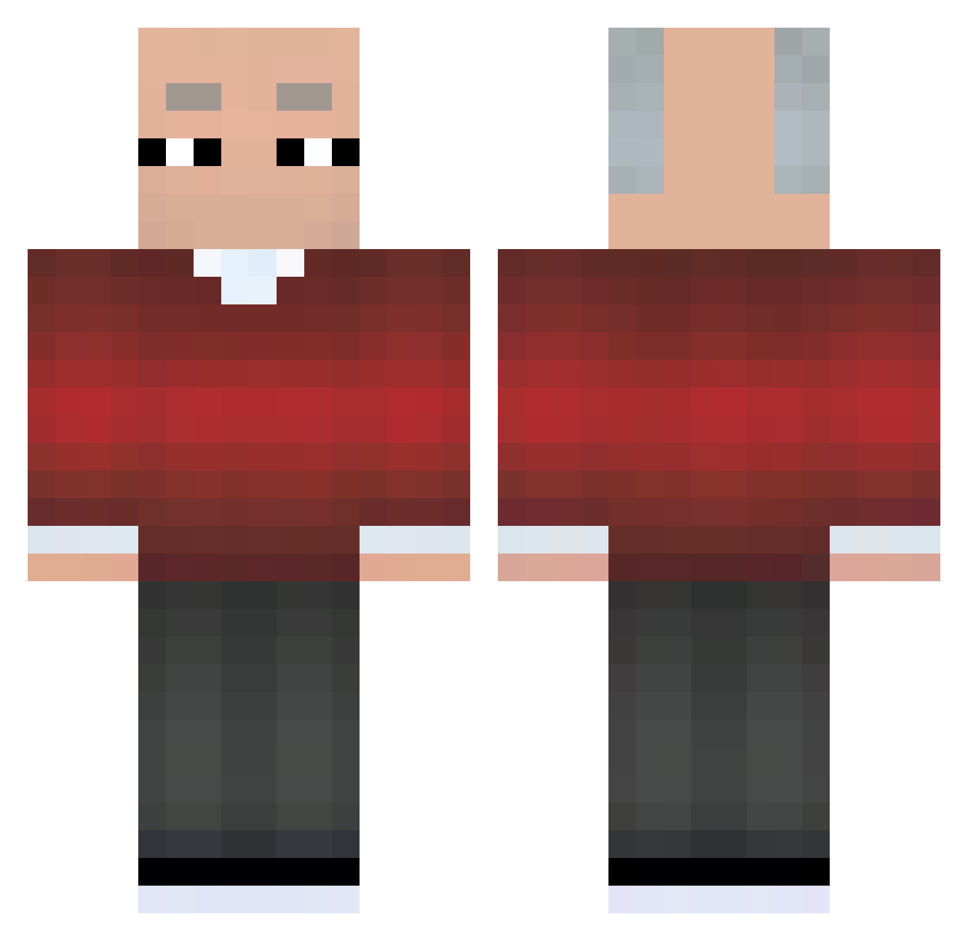 Wawrent Minecraft skin, front and back view
