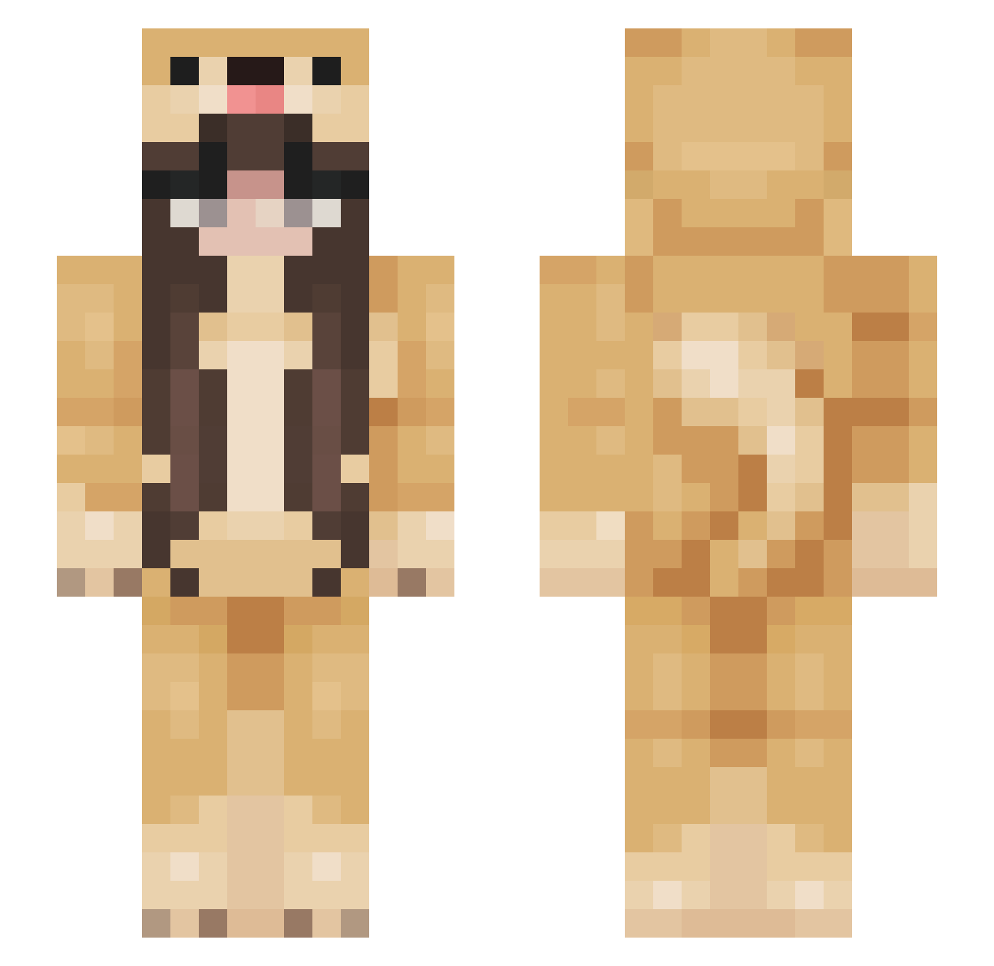 bubbledtea Minecraft skin, front and back view