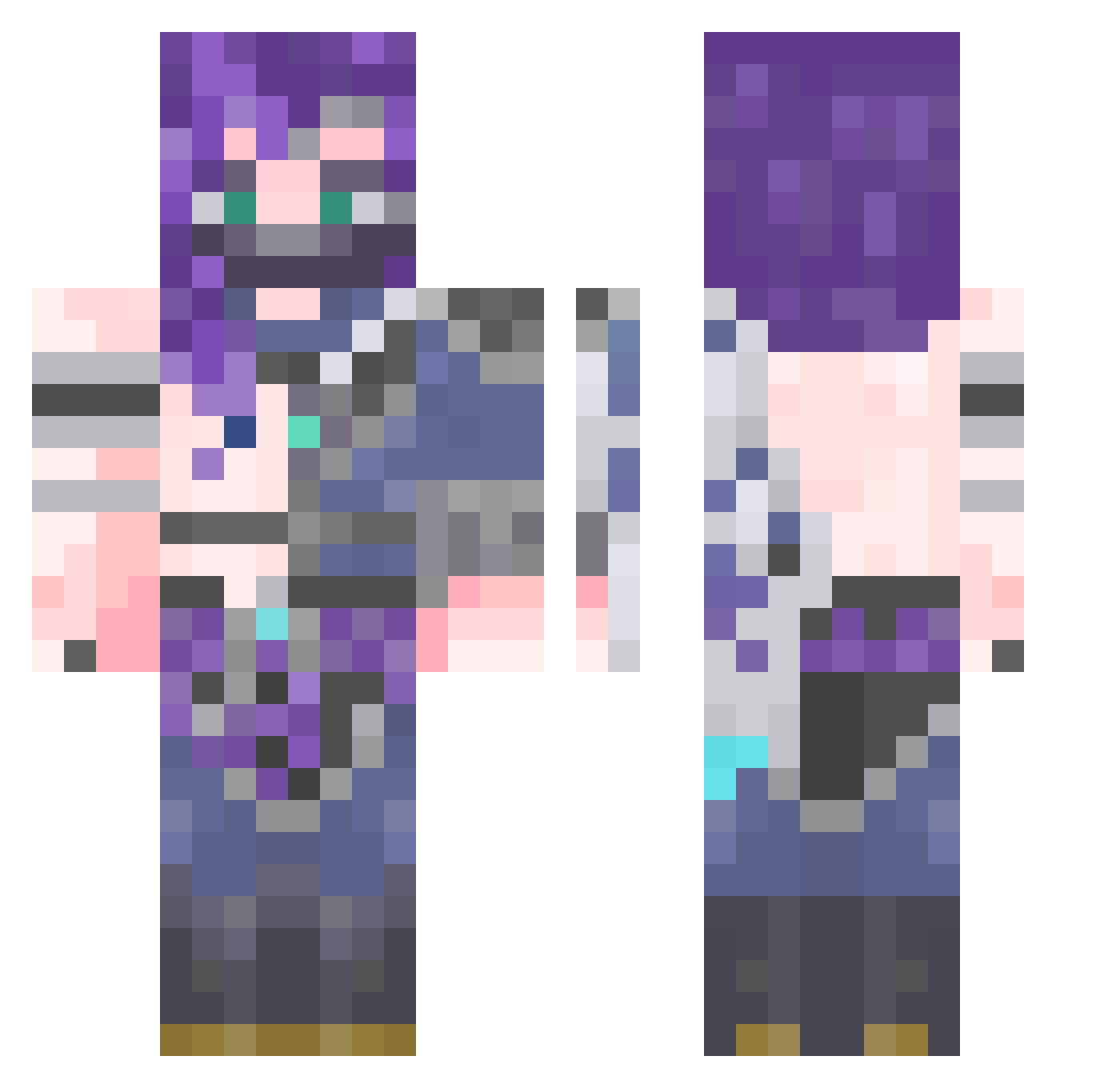 Hy1024 Minecraft skin, front and back view