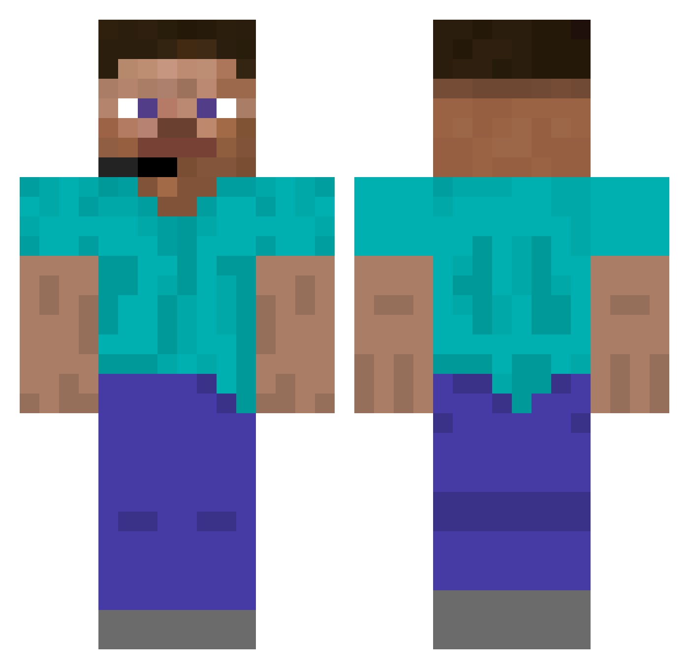 Voicer Minecraft skin, front and back view