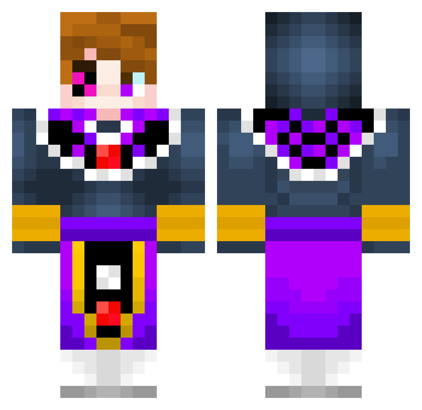 Erfez Minecraft skin, front and back view