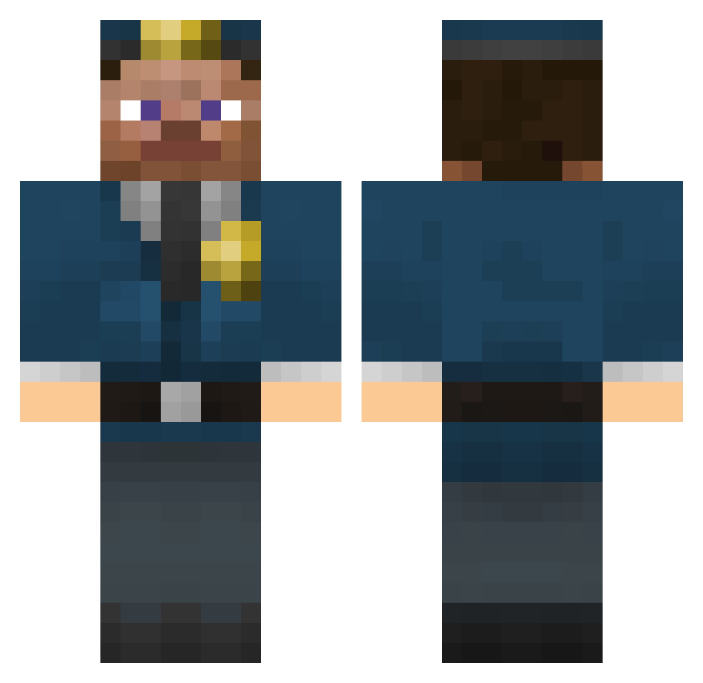 Arrests Minecraft skin, front and back view