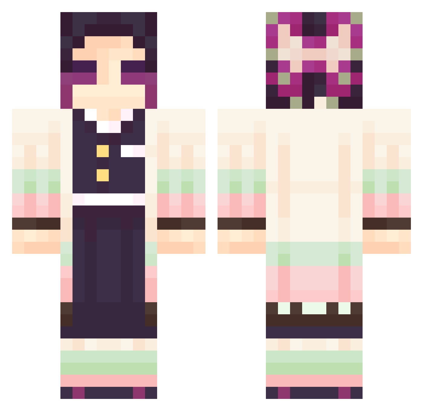 Shinbu486 Minecraft skin, front and back view
