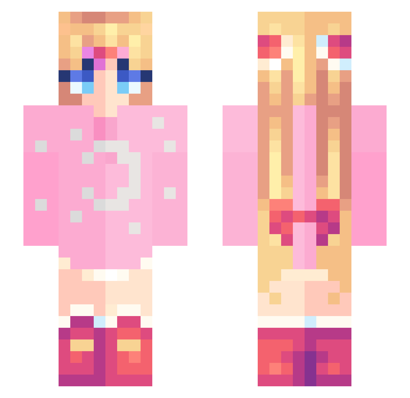 Watirer Minecraft skin, front and back view