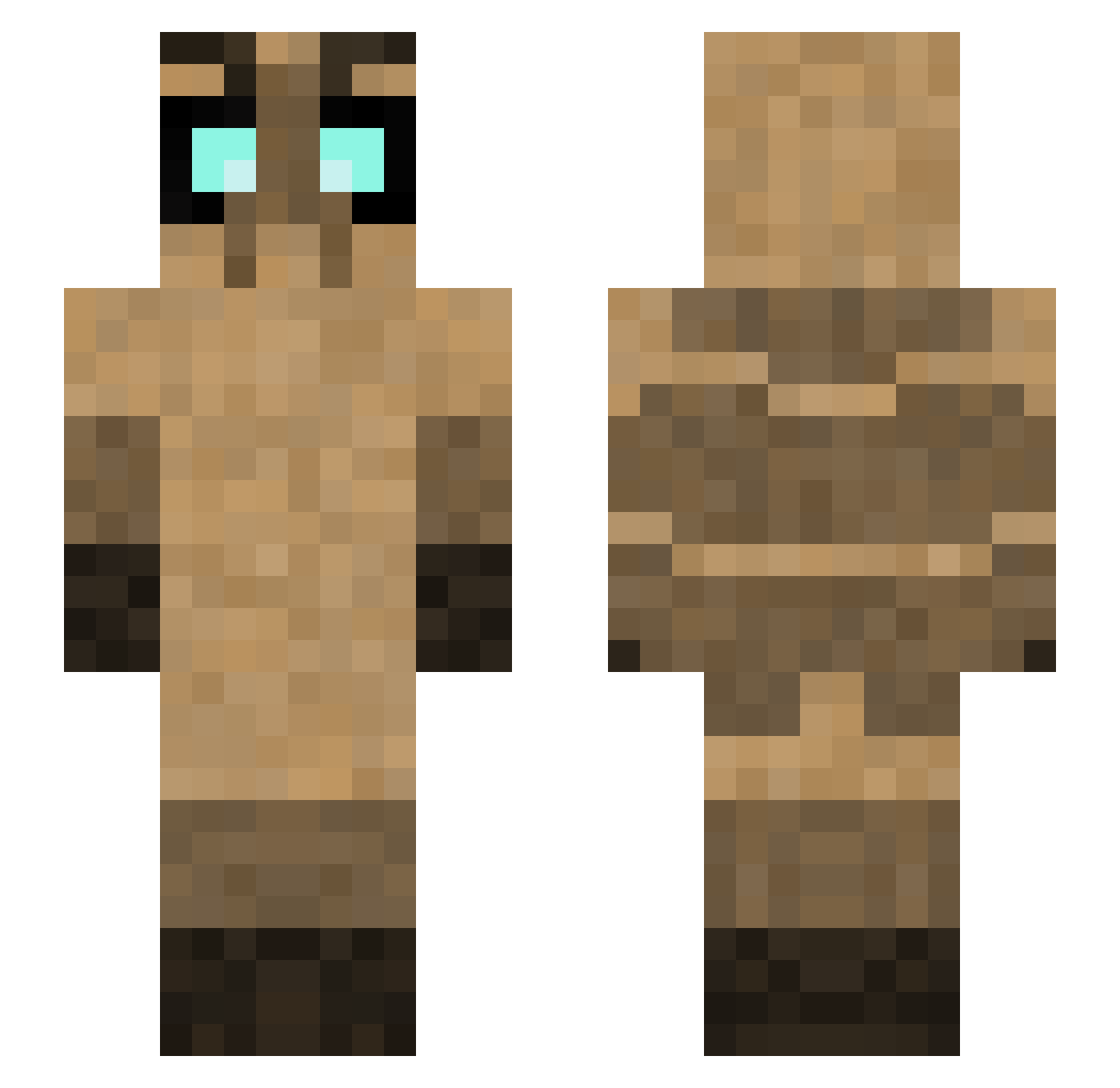 the_Frogstein Minecraft skin, front and back view