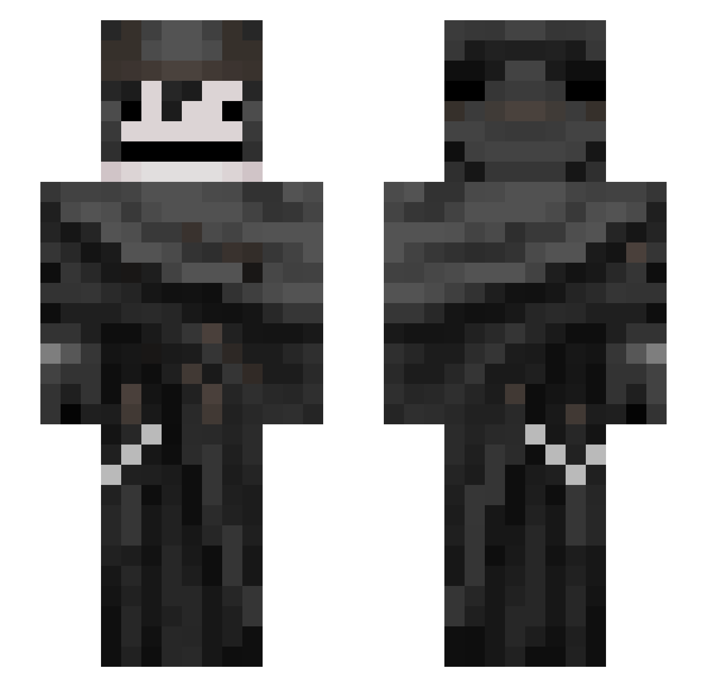 ClaymoreAbuse Minecraft skin, front and back view