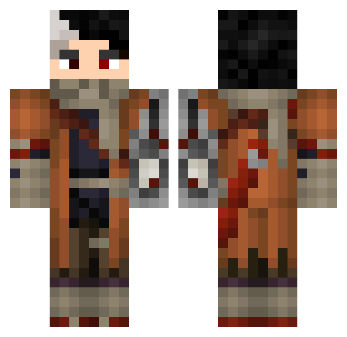 Tetsuriko Minecraft skin, front and back view