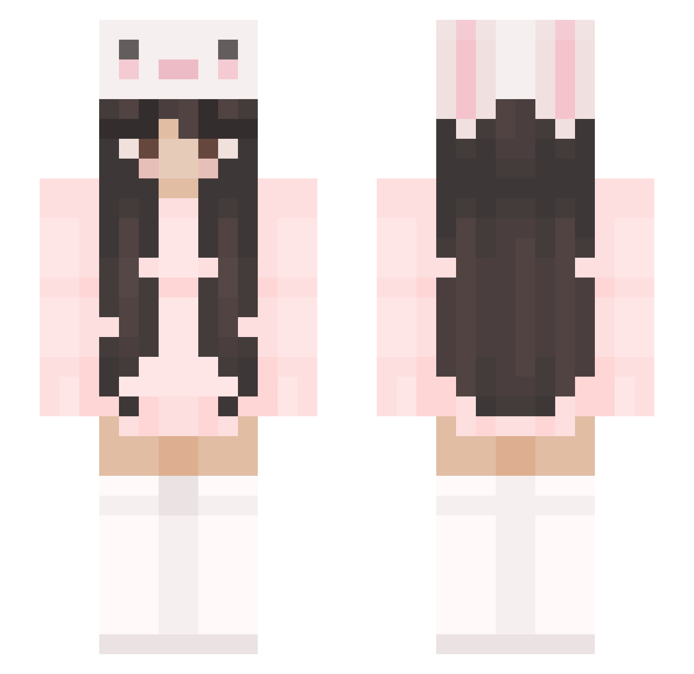 Strawbearrhea Minecraft skin, front and back view