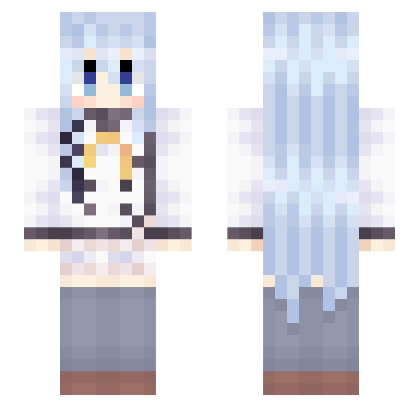 Adorf Minecraft skin, front and back view