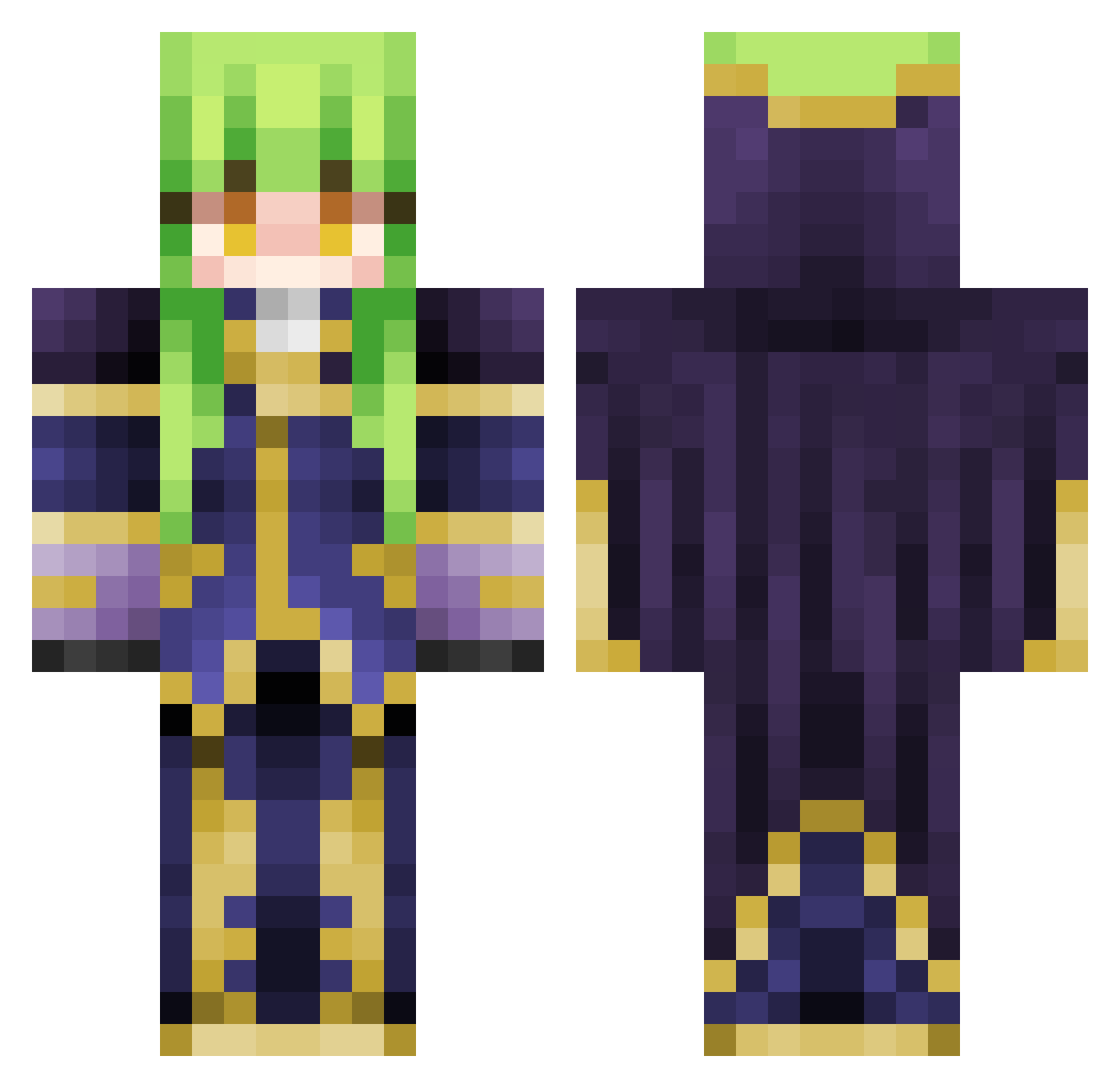 Spezifikation_ Minecraft skin, front and back view