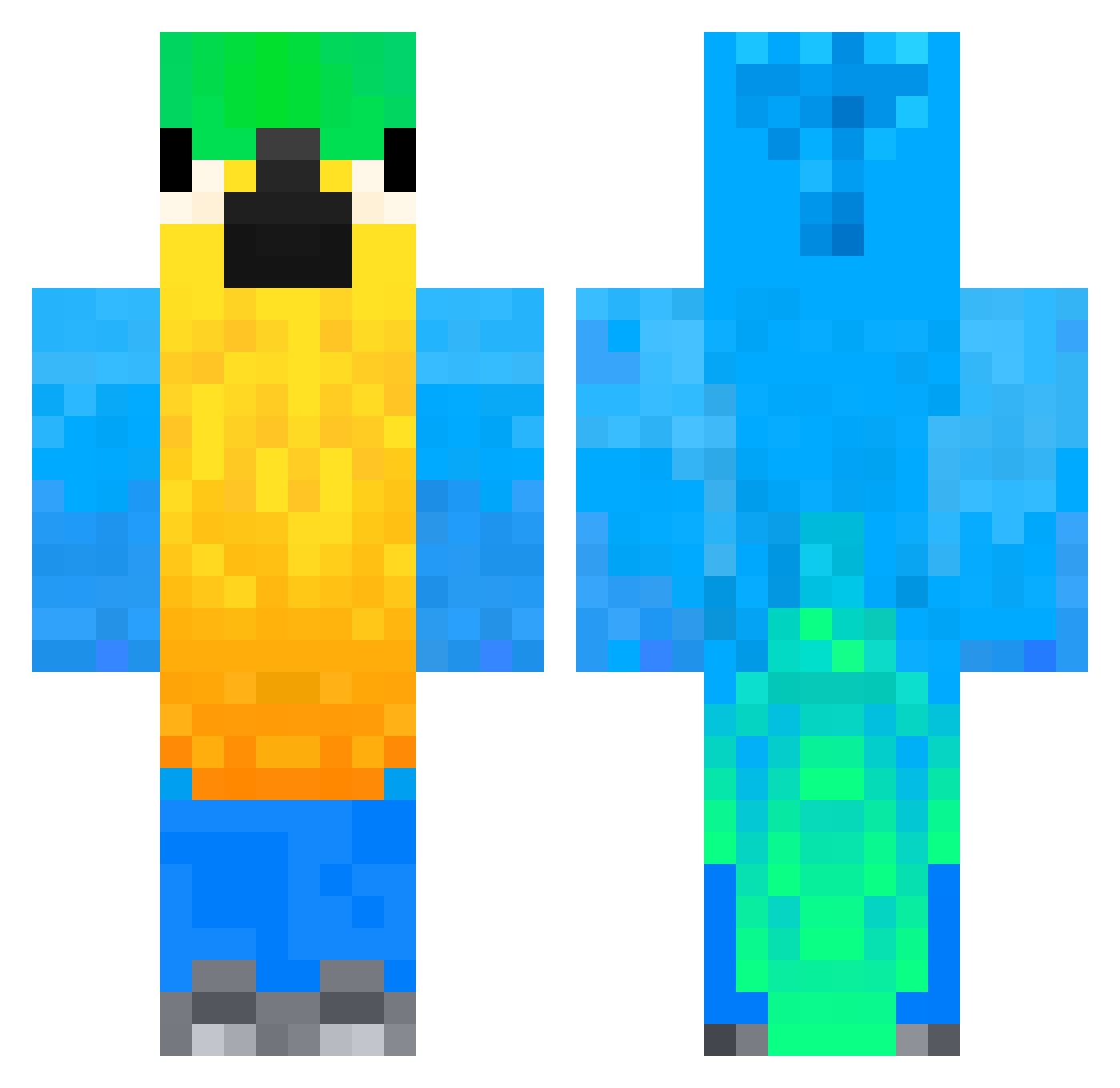 Houndbark Minecraft skin, front and back view