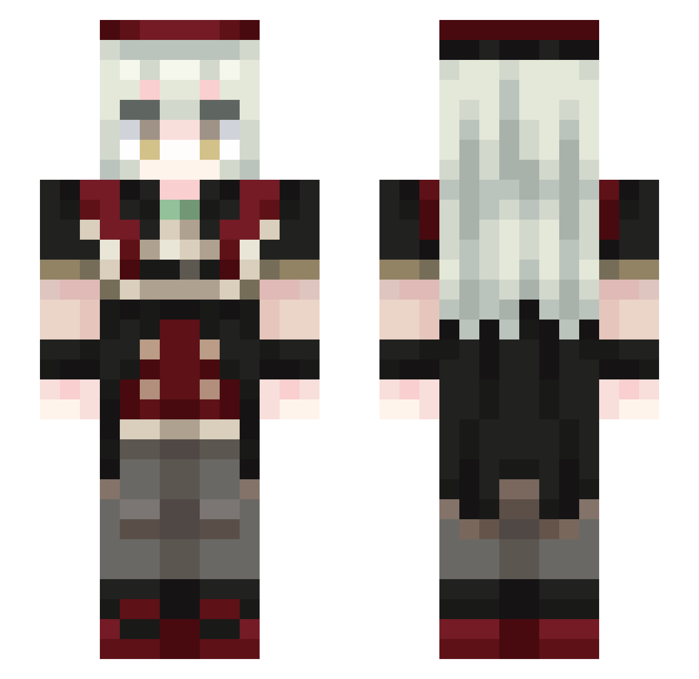 Mortis520520 Minecraft skin, front and back view