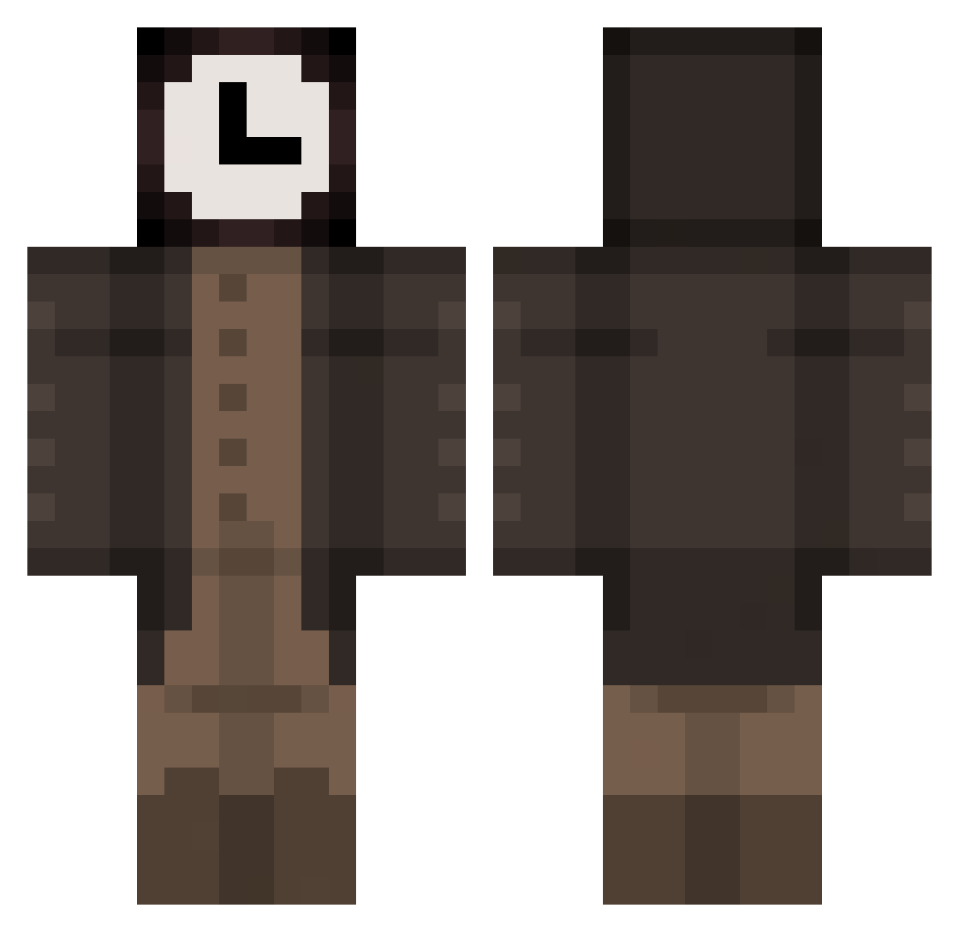 clockworked Minecraft skin, front and back view