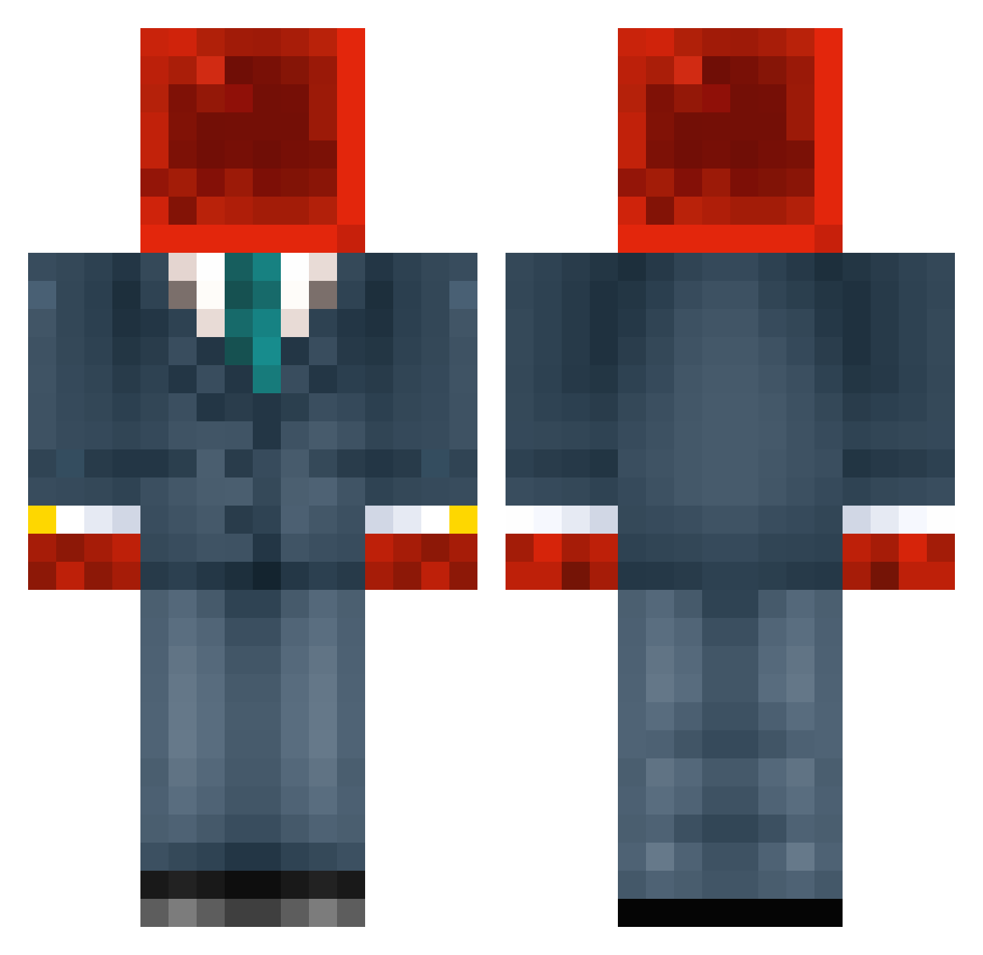 Redston3domkop7 Minecraft skin, front and back view