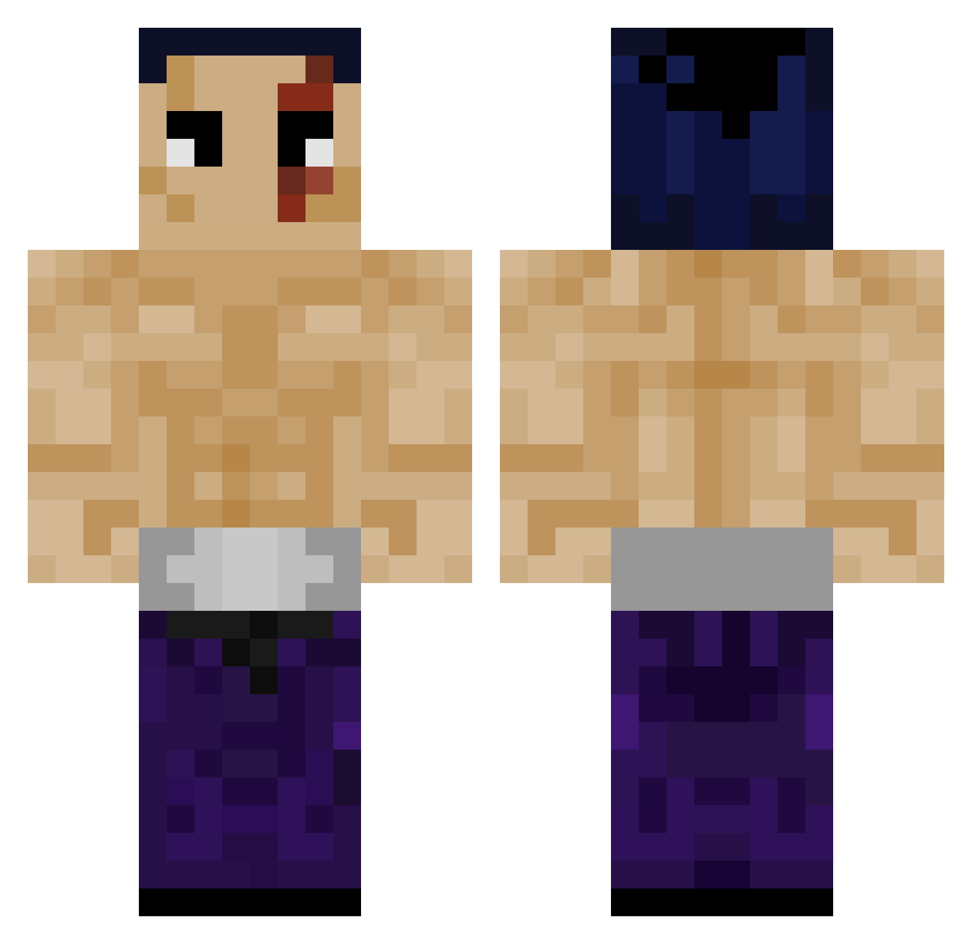 AMA73 Minecraft skin, front and back view
