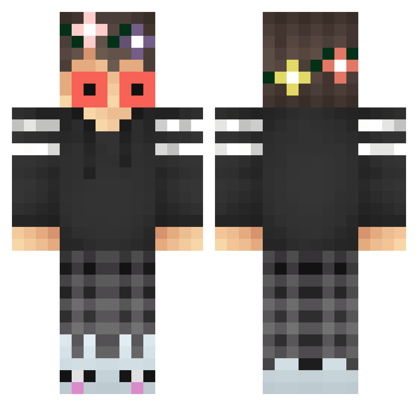 ToTurntUp Minecraft skin, front and back view