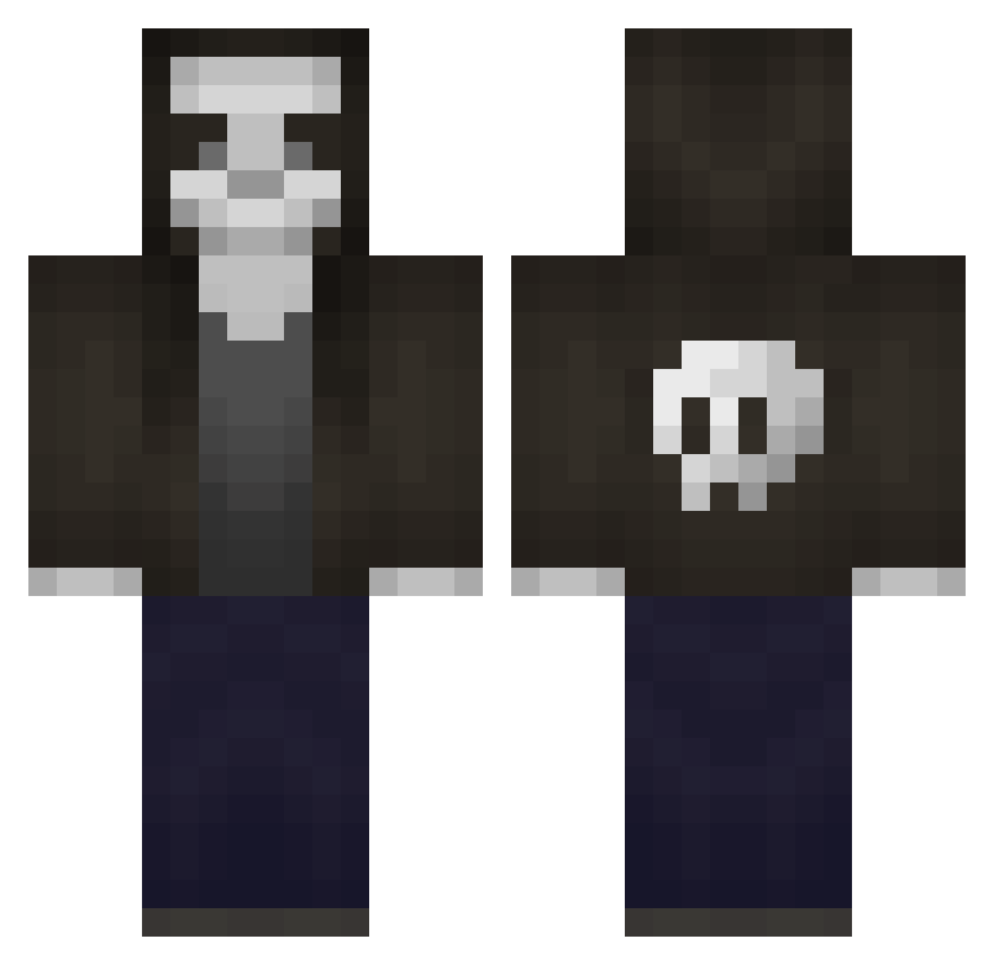 recipients Minecraft skin, front and back view