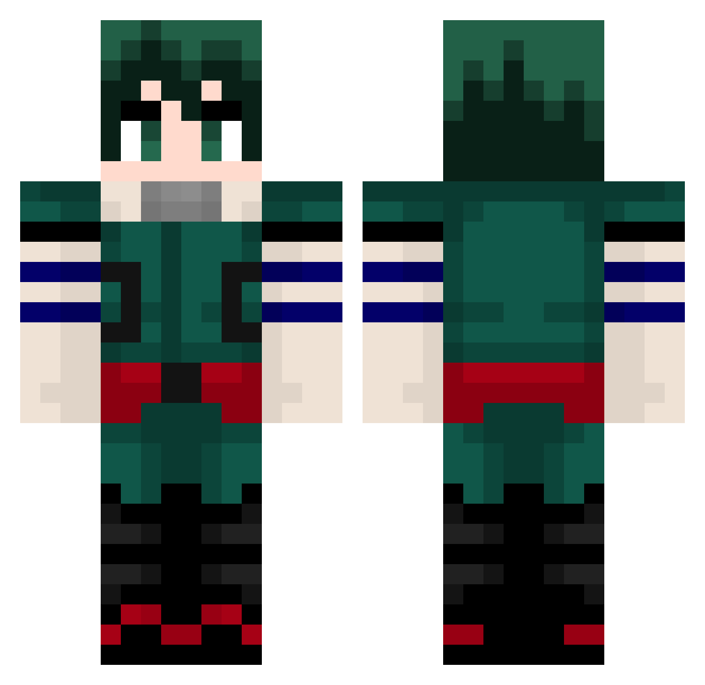 ManlyKiri Minecraft skin, front and back view