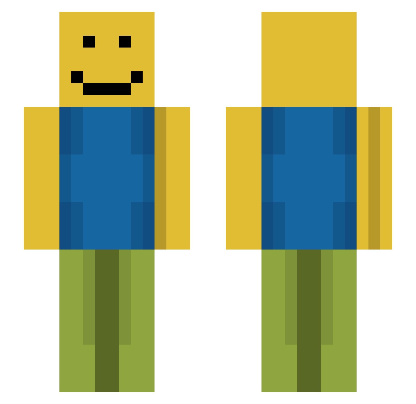 Pommestheo Minecraft skin, front and back view