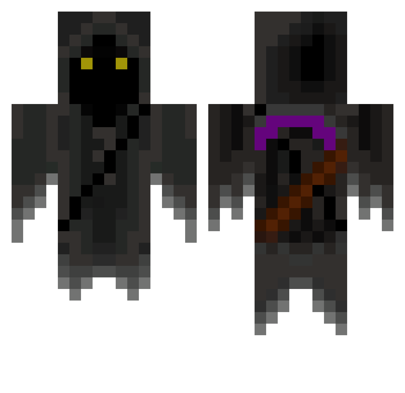 Pinched Minecraft skin, front and back view