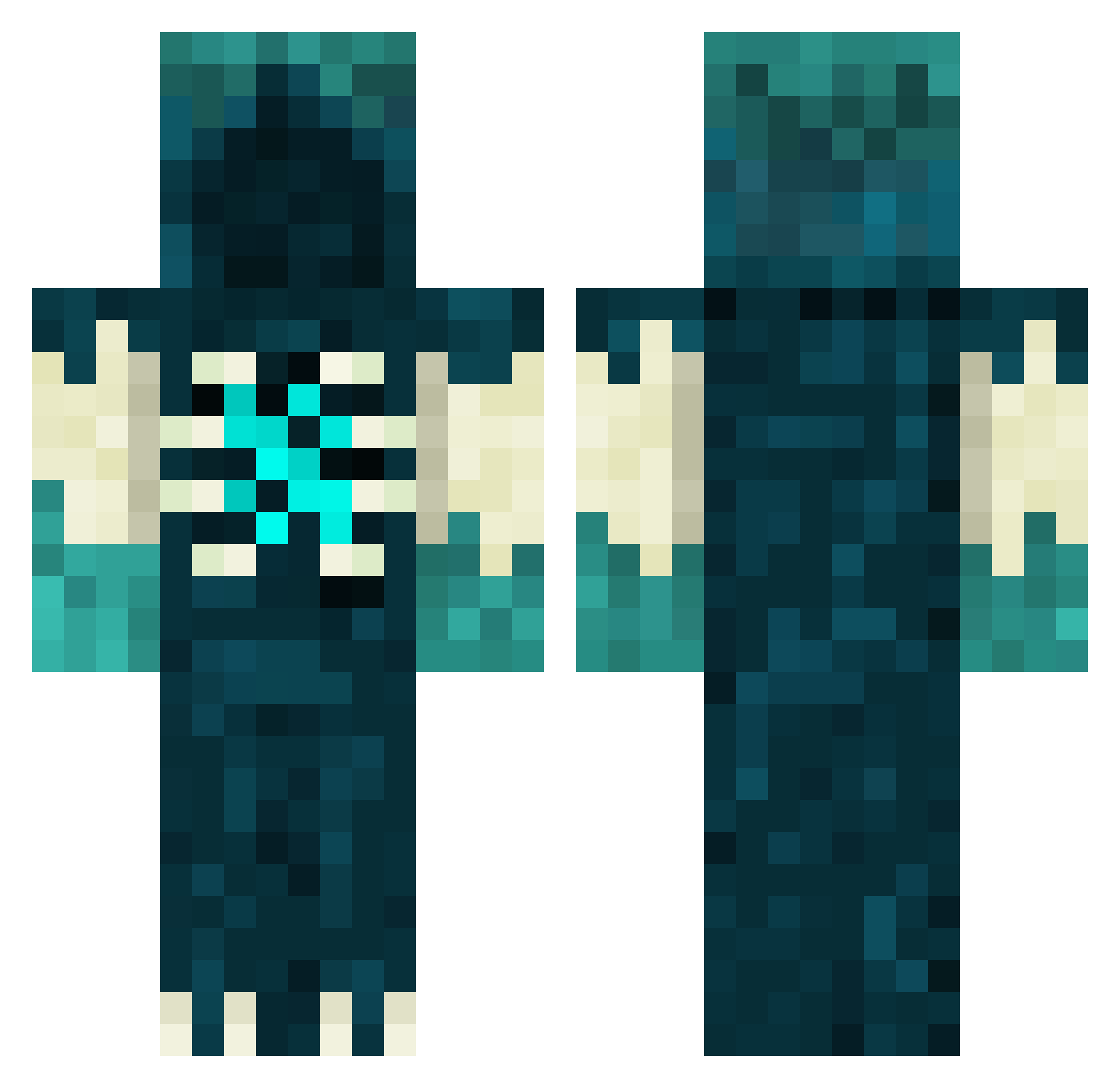 Herpeuh Minecraft skin, front and back view