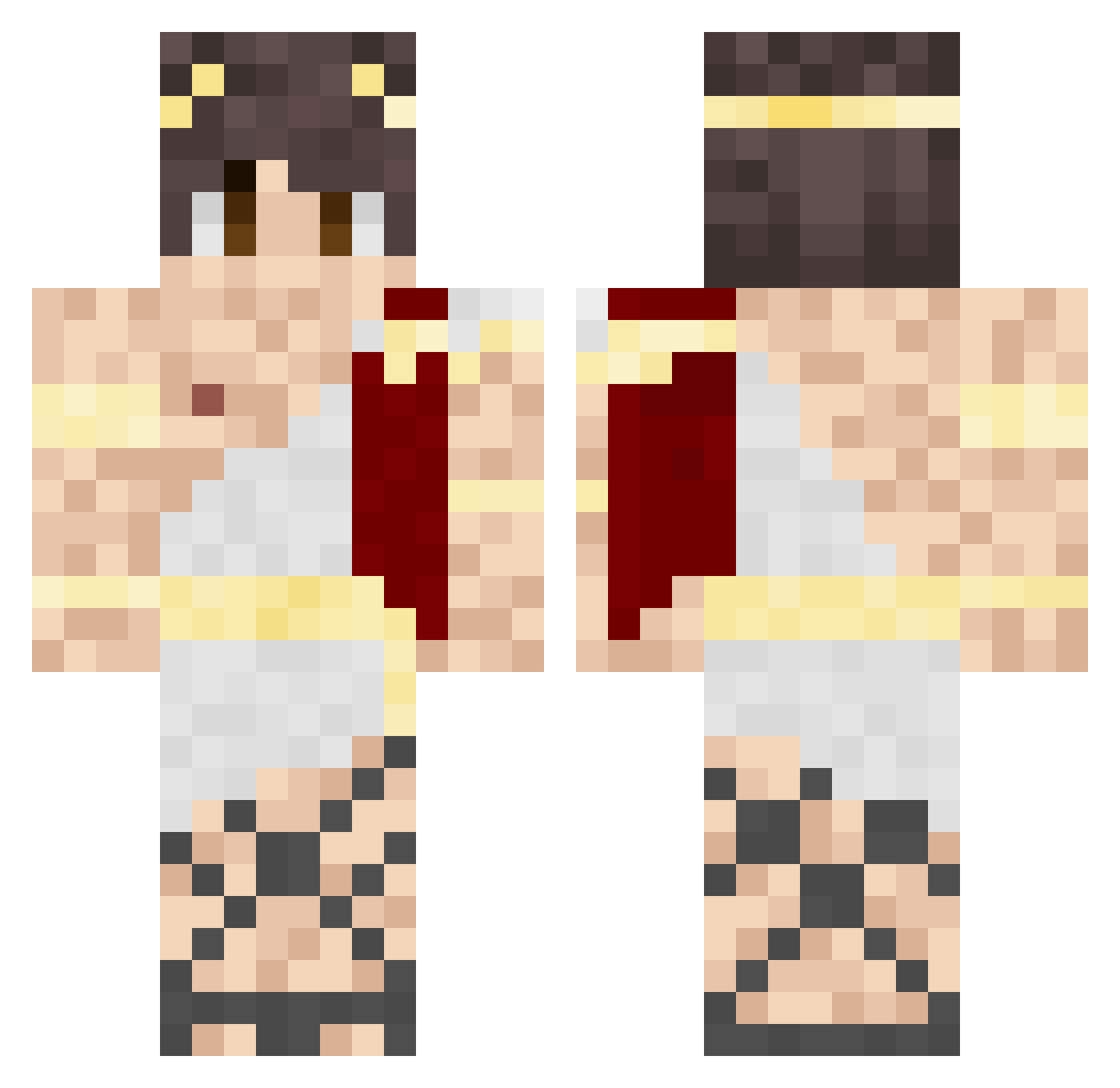 Overproduction Minecraft skin, front and back view