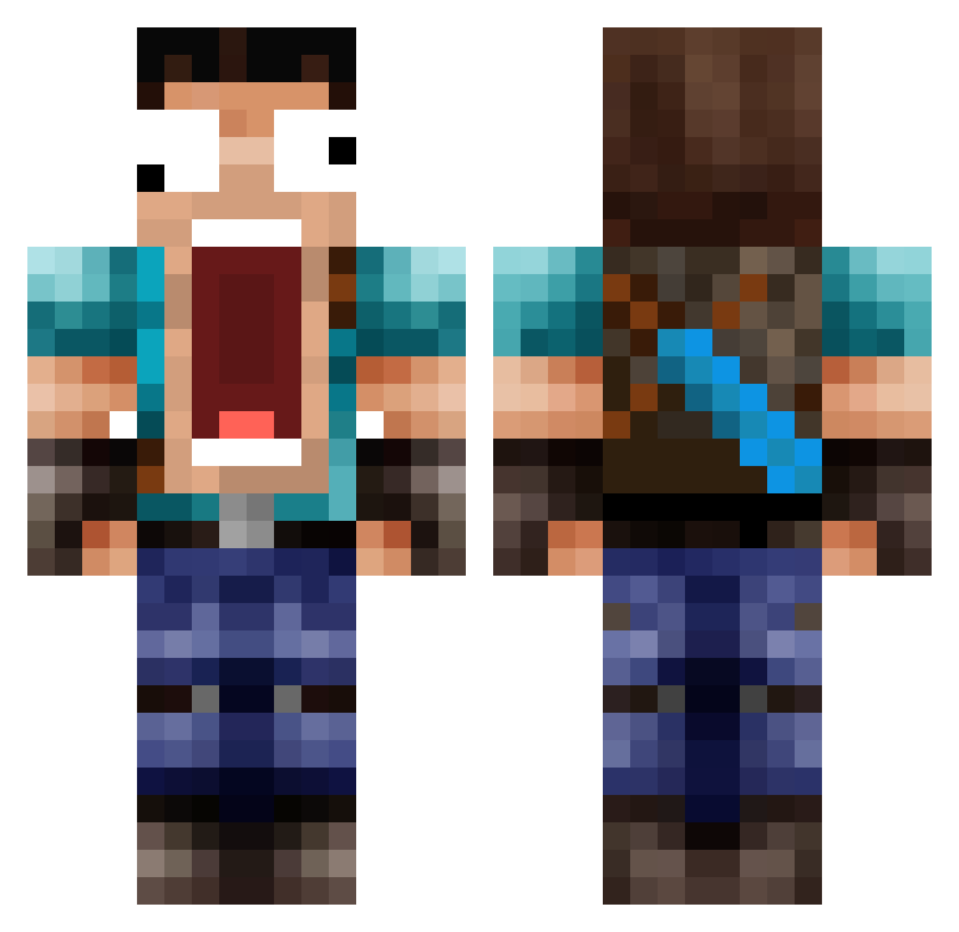 MXCFear Minecraft skin, front and back view