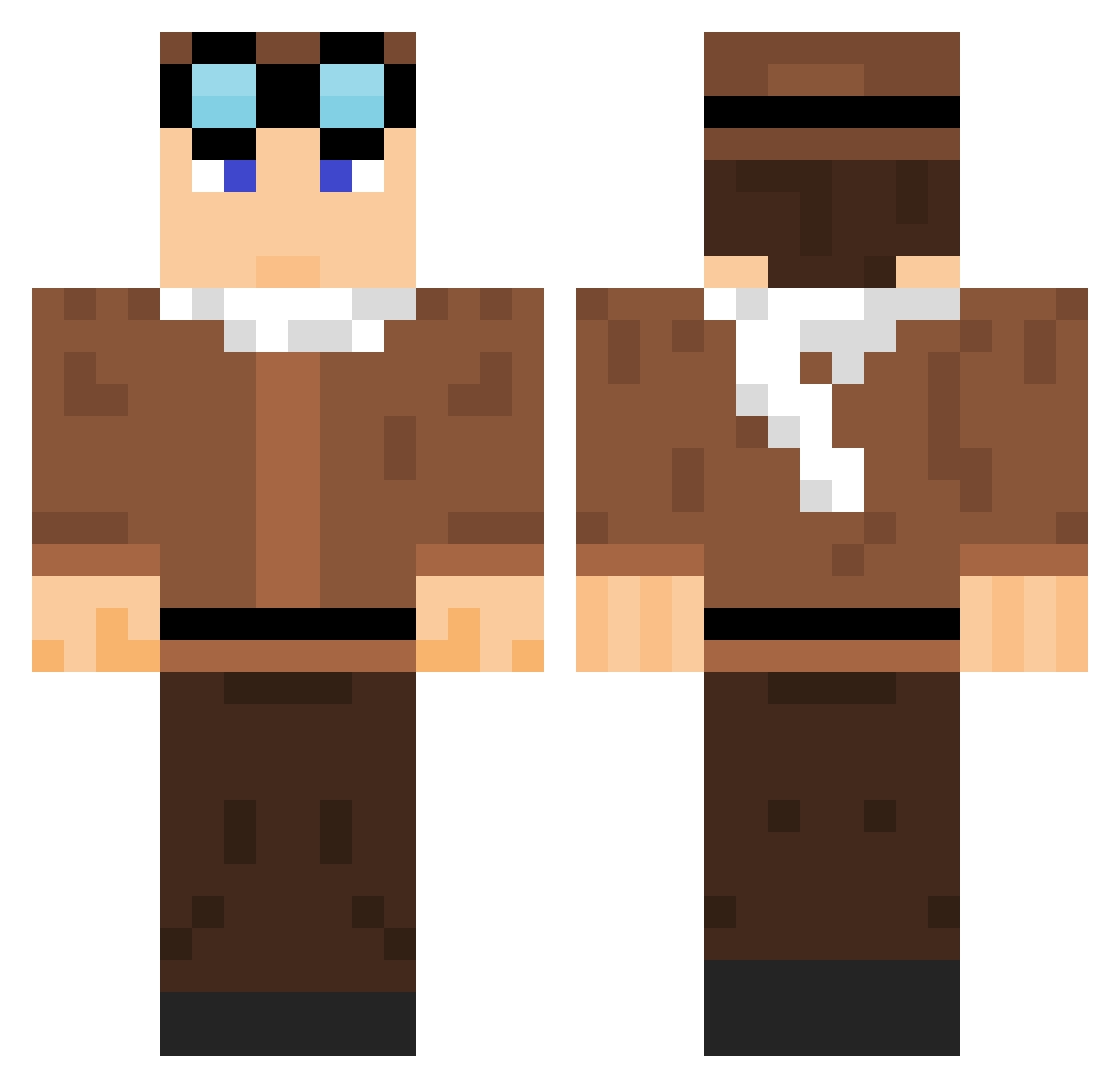 Servae Minecraft skin, front and back view