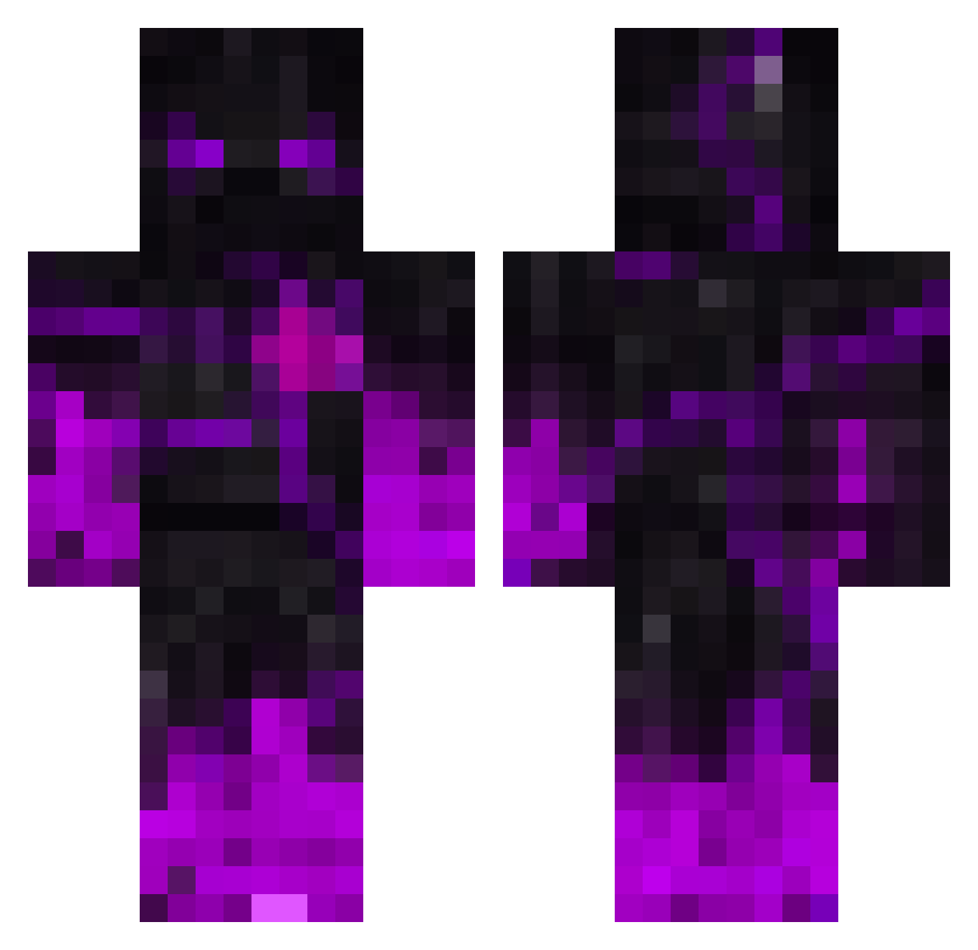 Nightriser Minecraft skin, front and back view