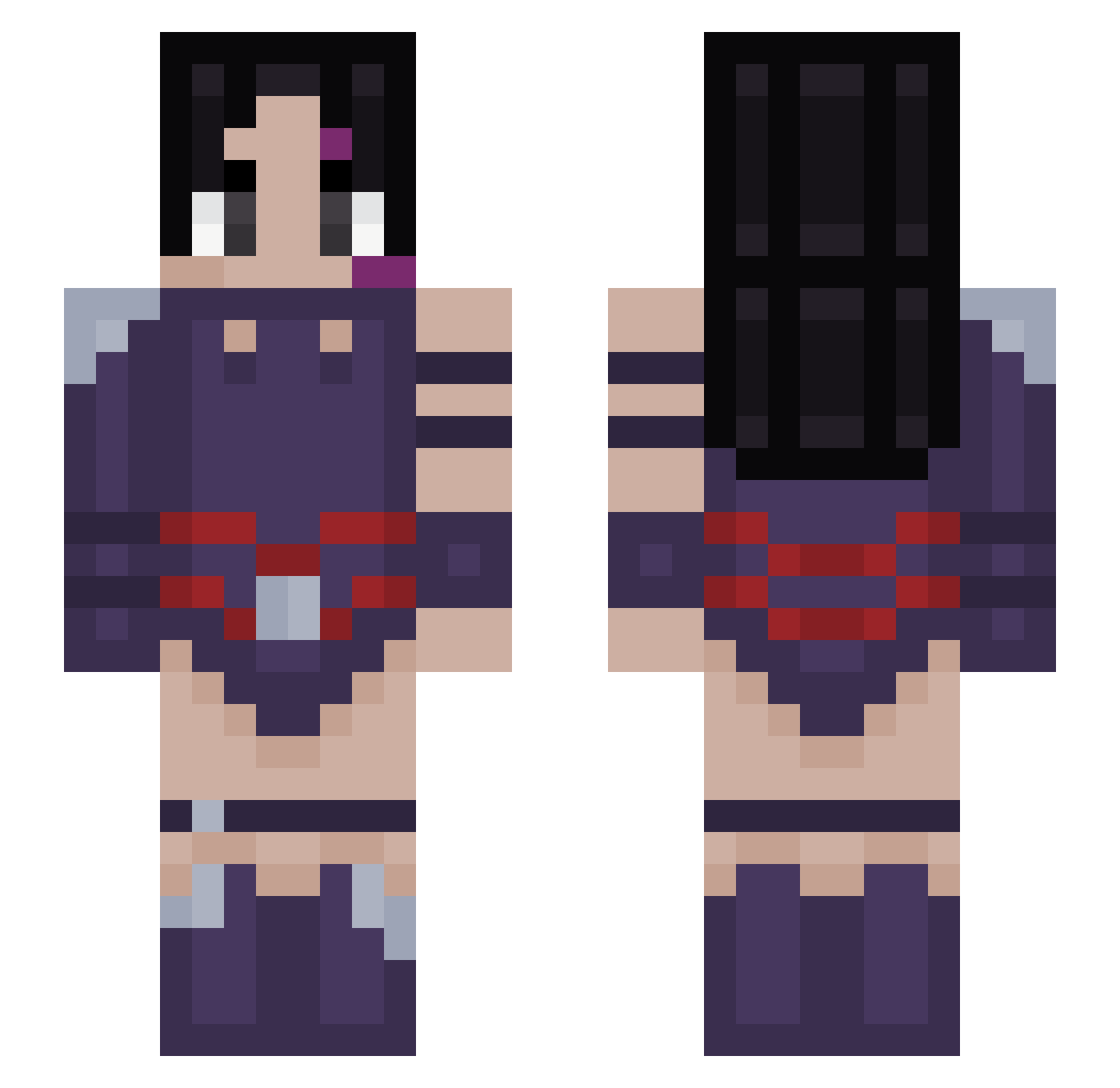 Arkylum Minecraft skin, front and back view