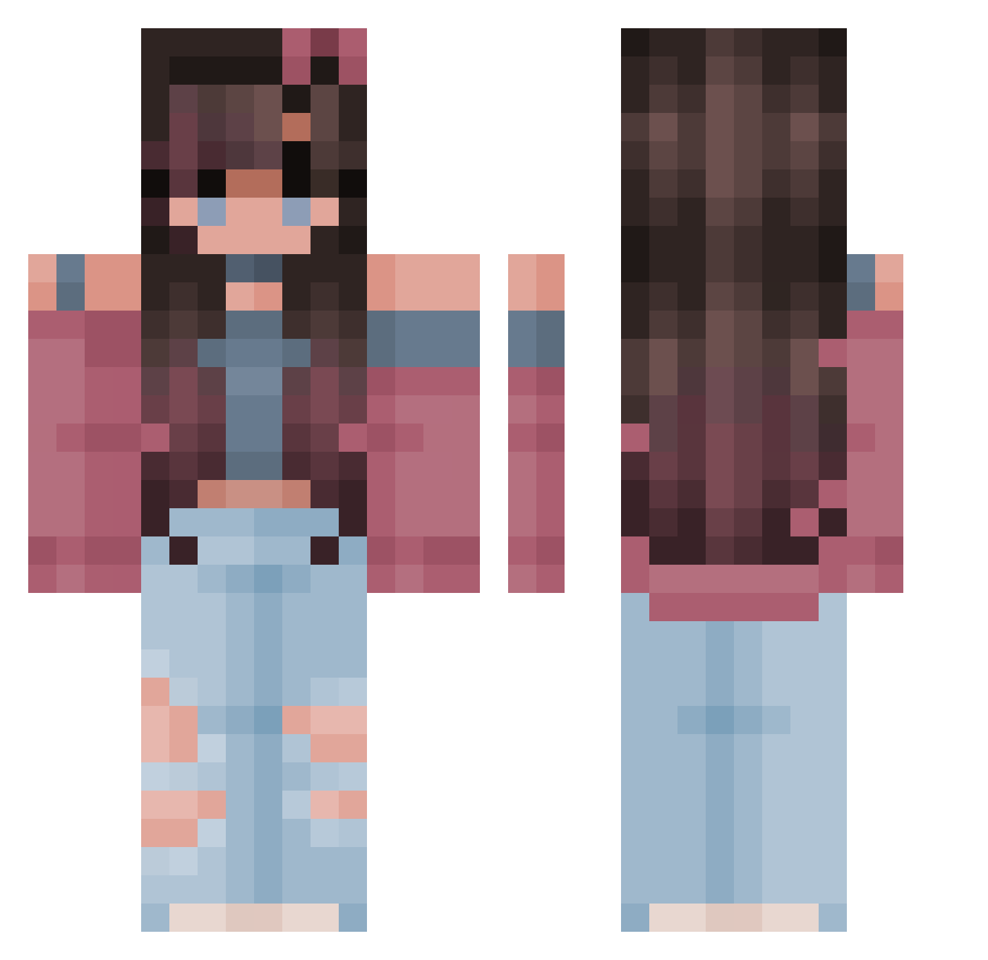 ClaudyClawdz Minecraft skin, front and back view