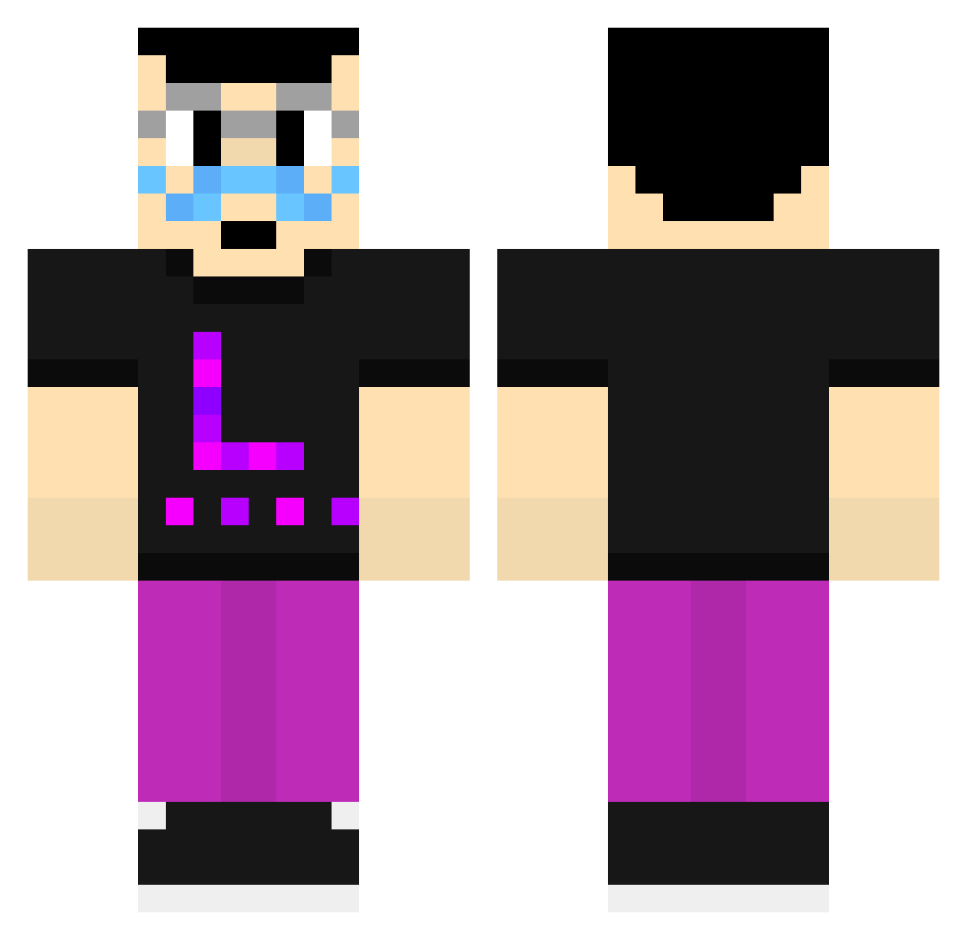 Mik_Tv Minecraft skin, front and back view