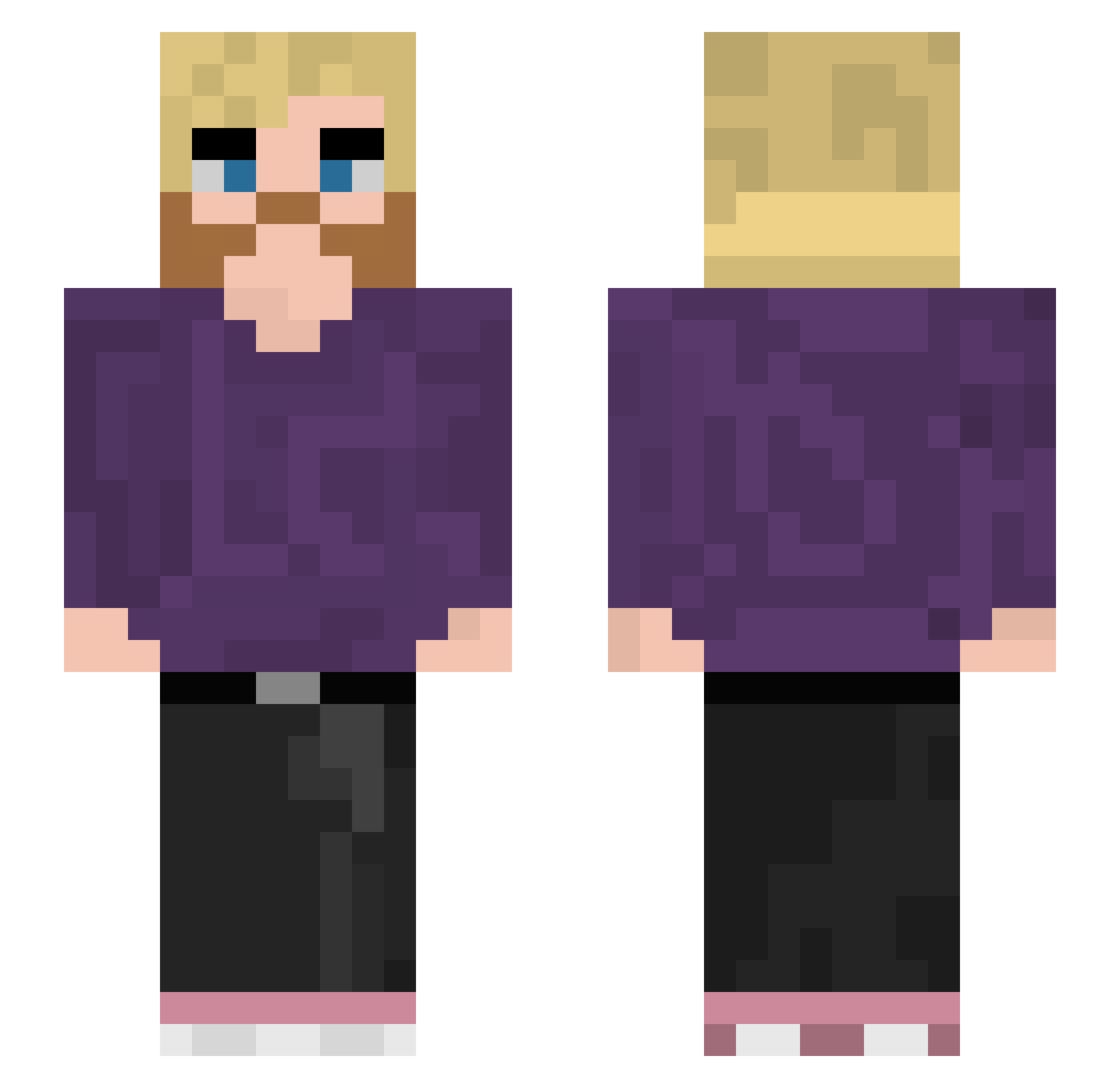 ToffeeRam Minecraft skin, front and back view