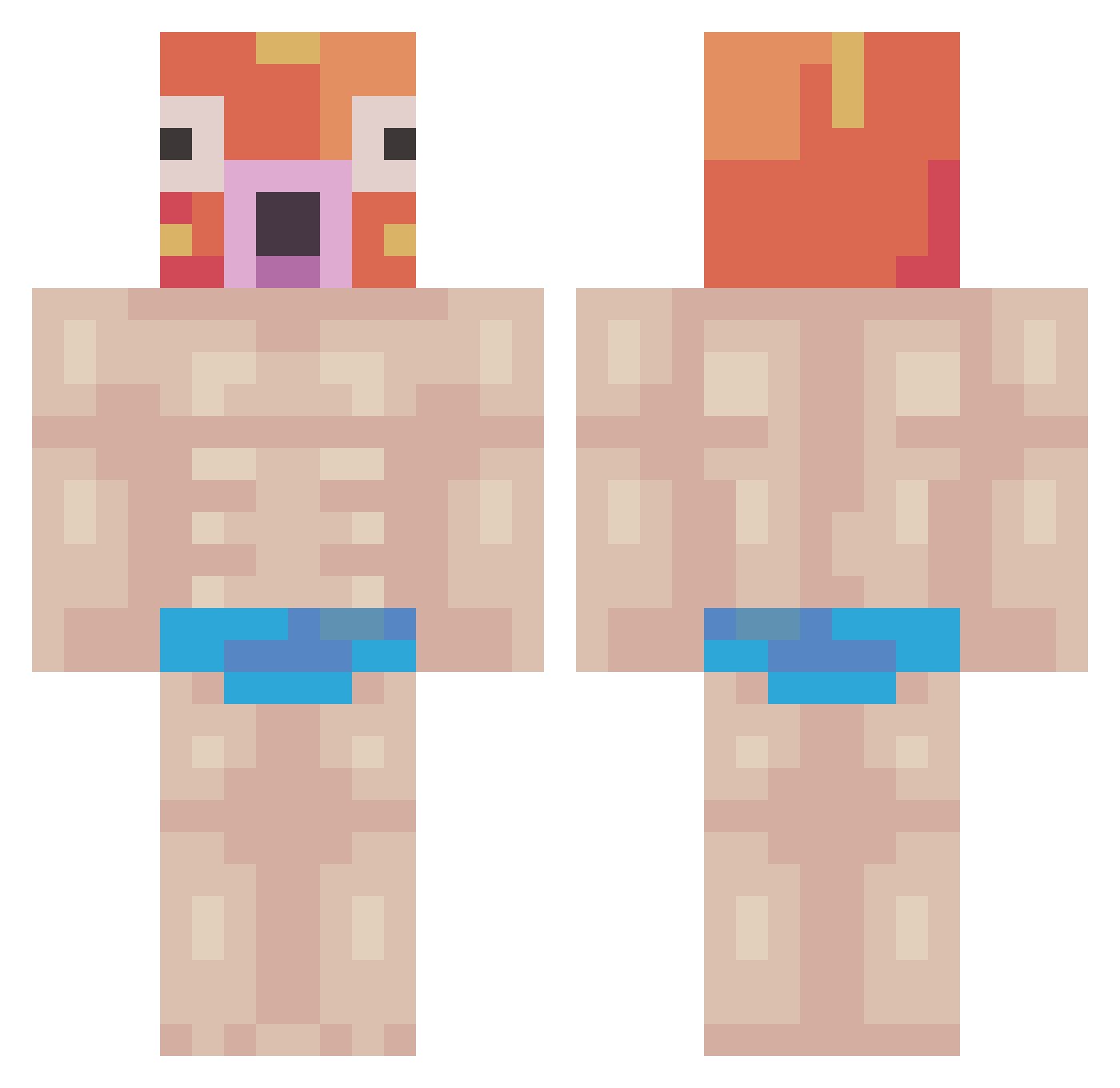 Ajacky Minecraft skin, front and back view