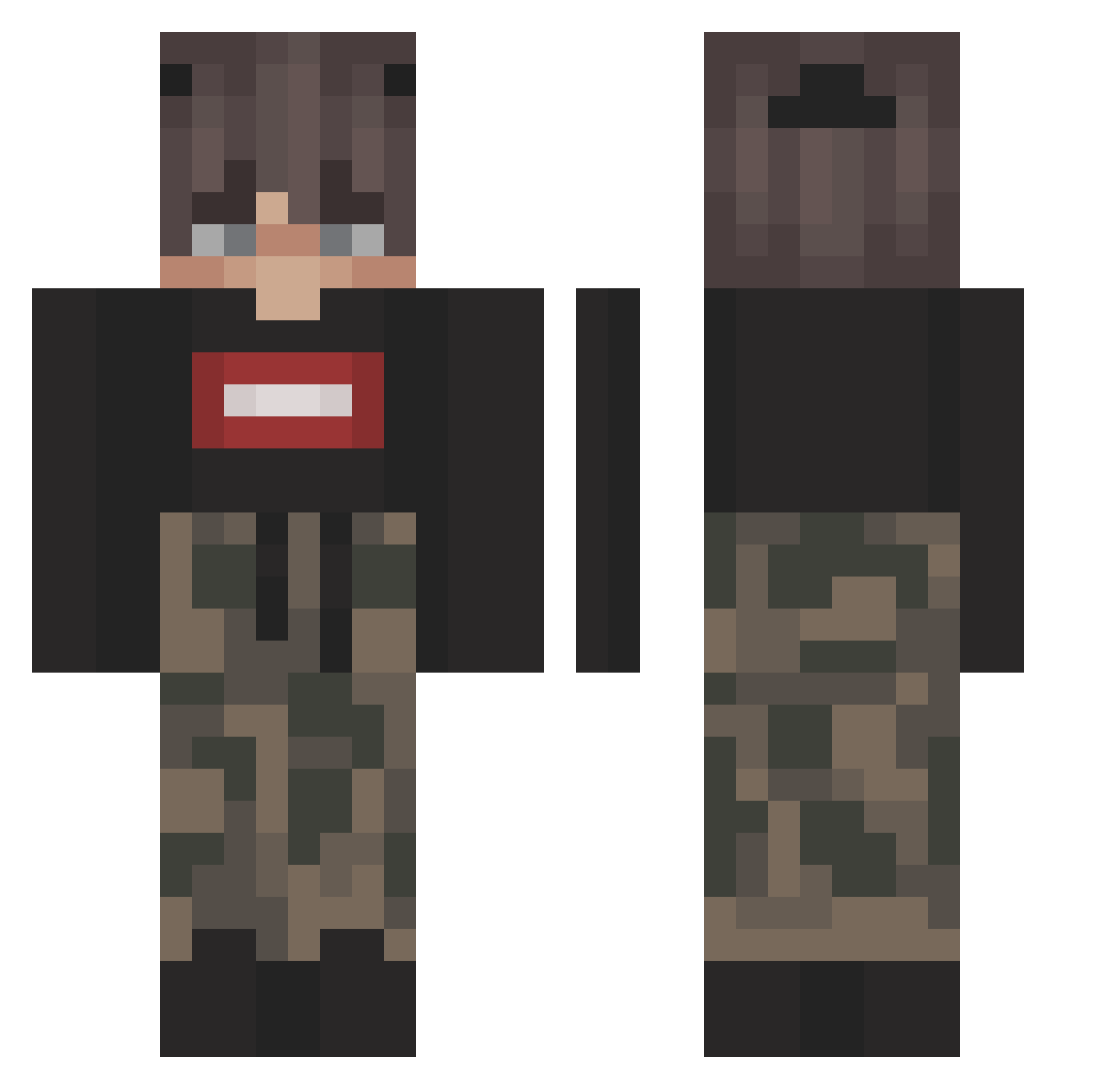 Naxsa Minecraft skin, front and back view