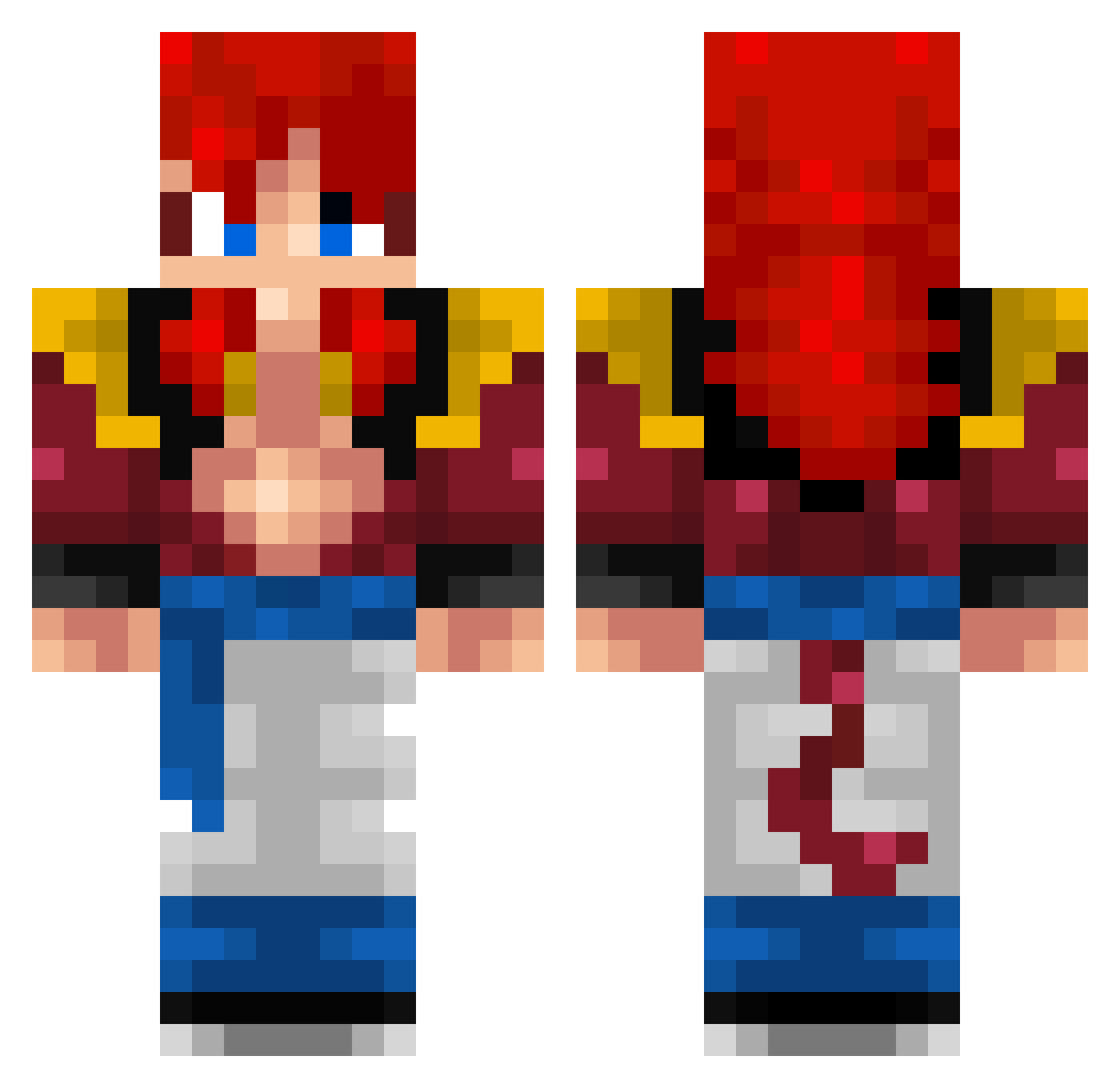Dzevad2010 Minecraft skin, front and back view