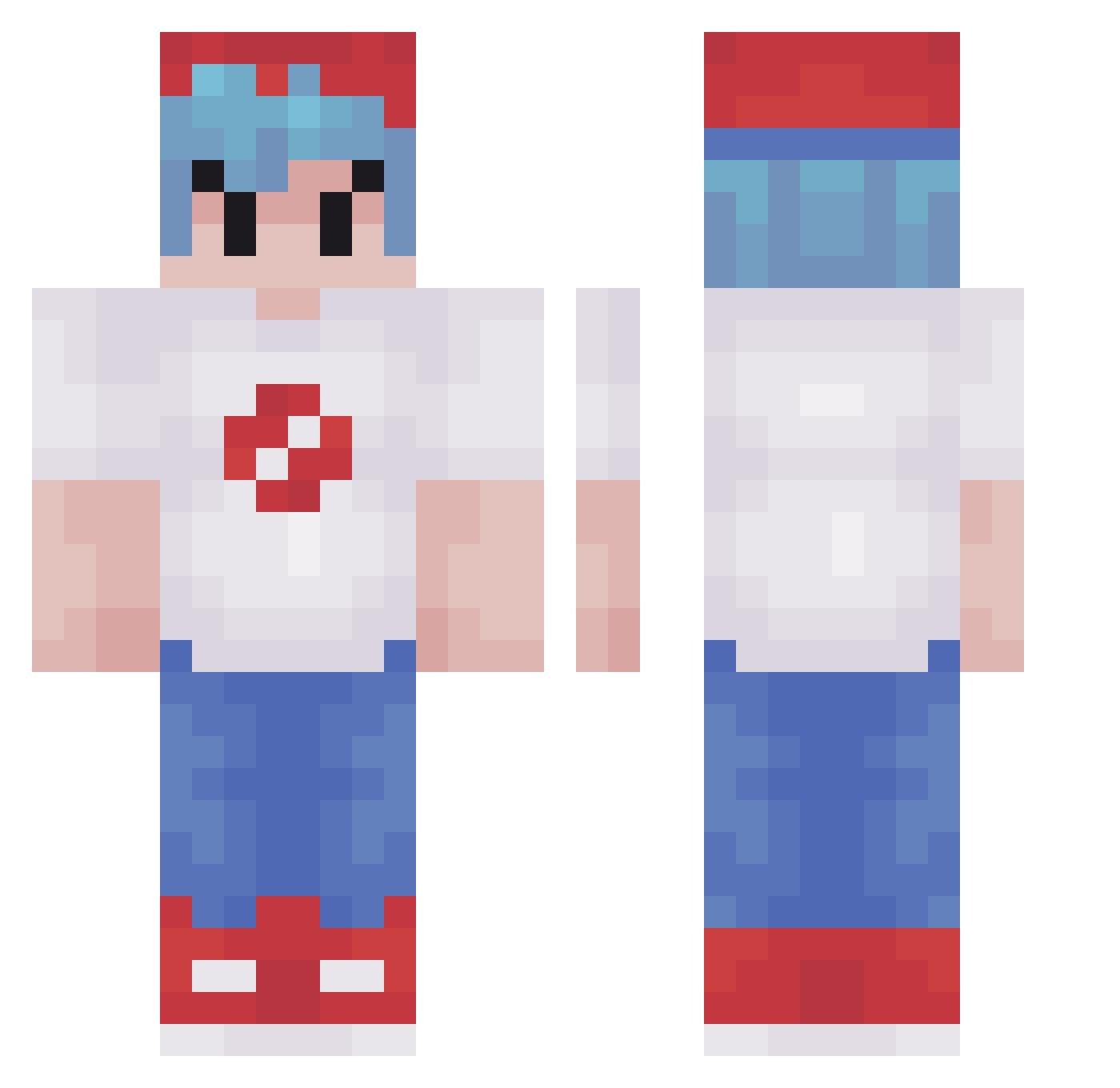 DaBofrend Minecraft skin, front and back view