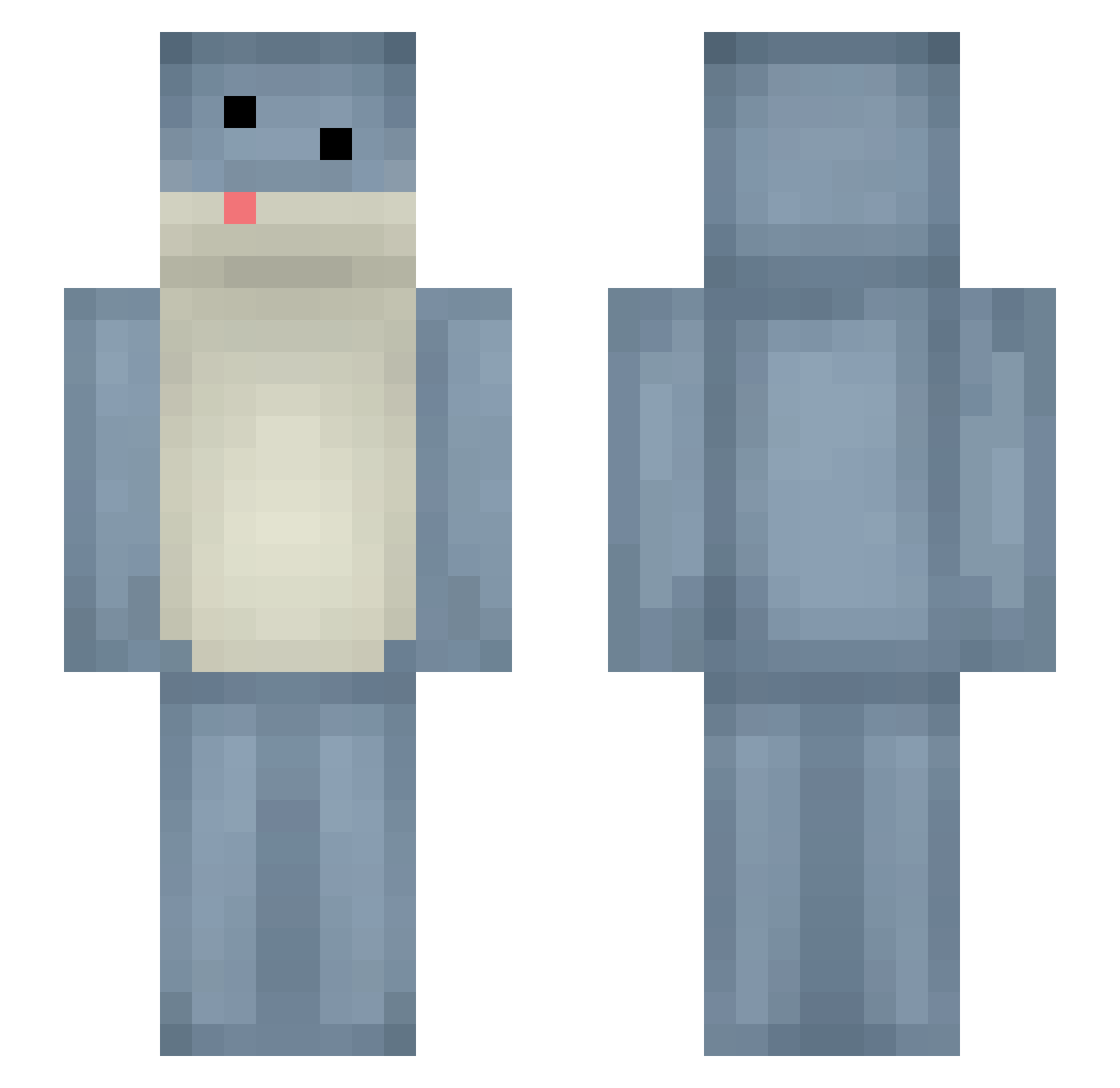 Turbus Minecraft skin, front and back view