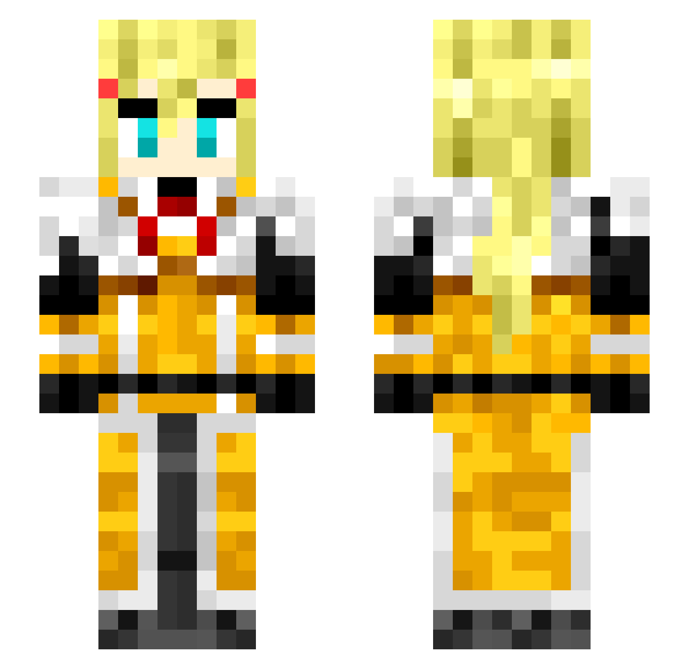 Planetoom Minecraft skin, front and back view
