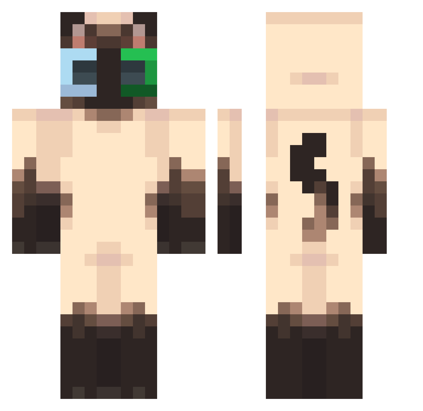 Jadgeee Minecraft skin, front and back view