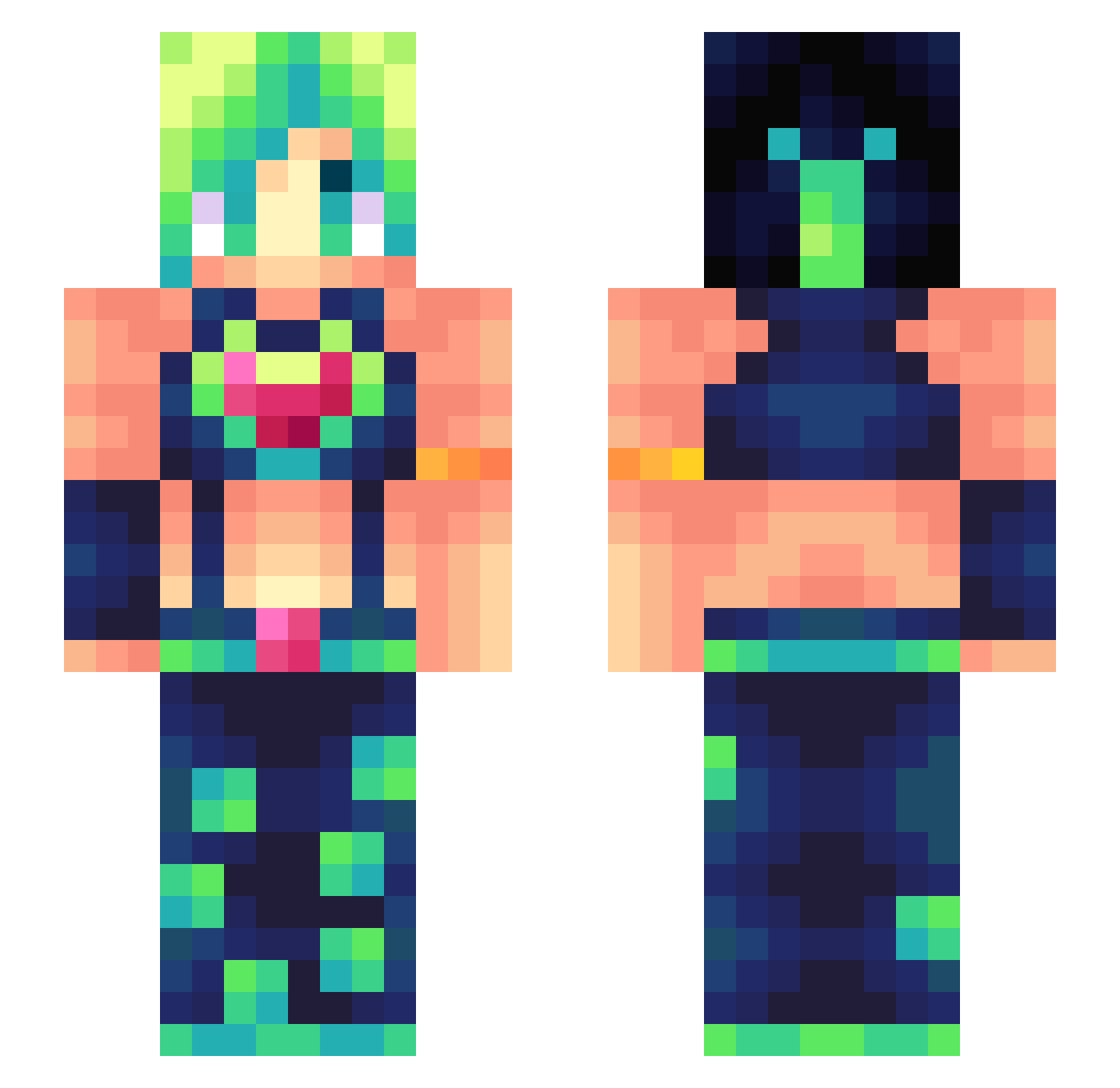 Eggue Minecraft skin, front and back view