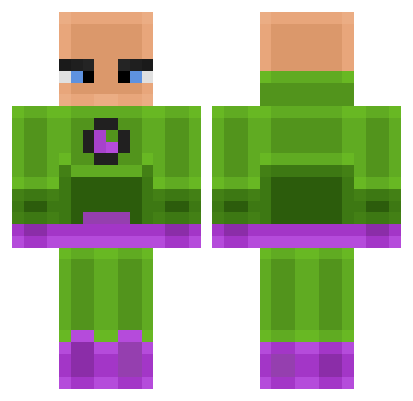 DinoNugget7 Minecraft skin, front and back view