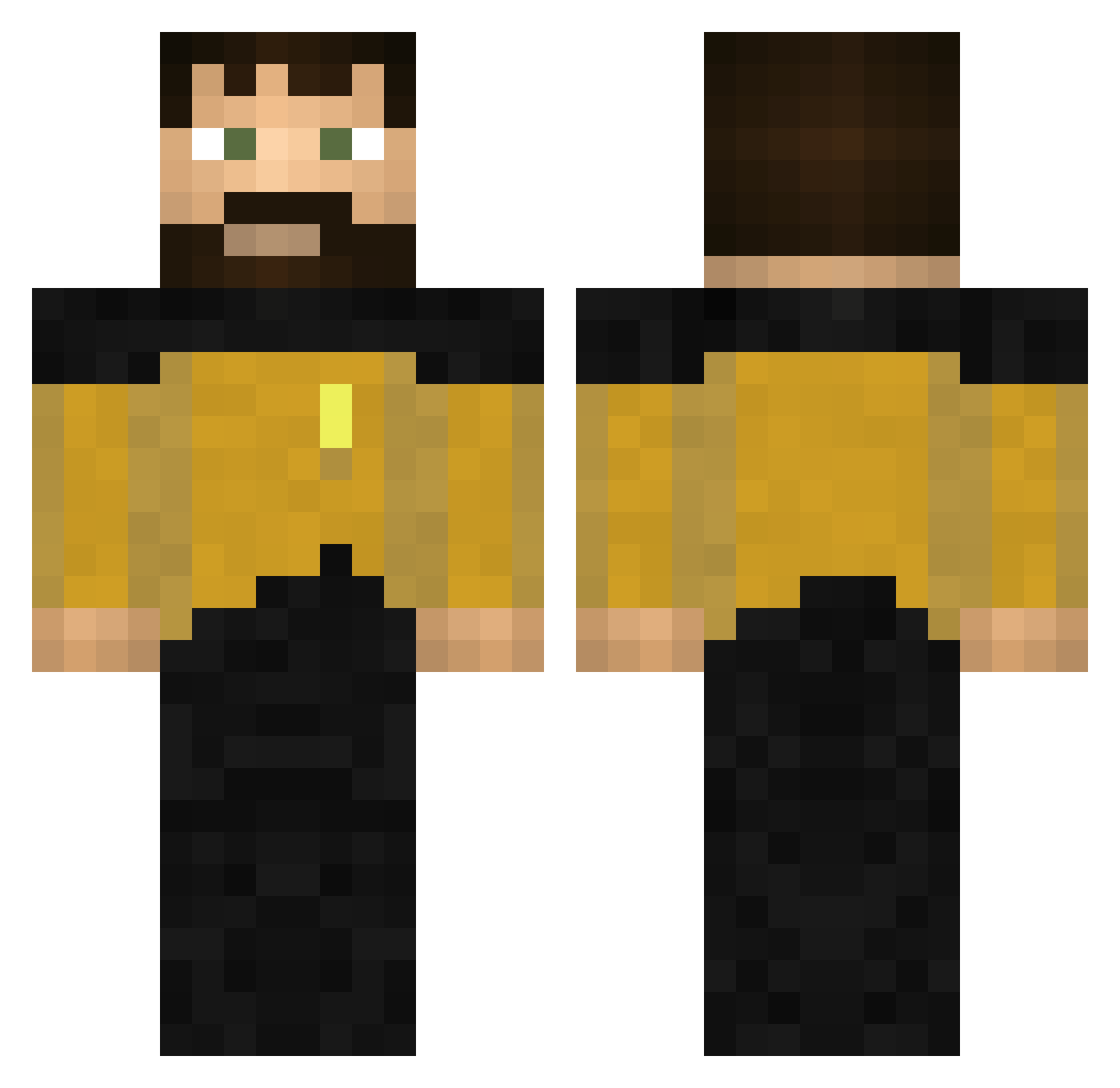 momentaneously Minecraft skin, front and back view