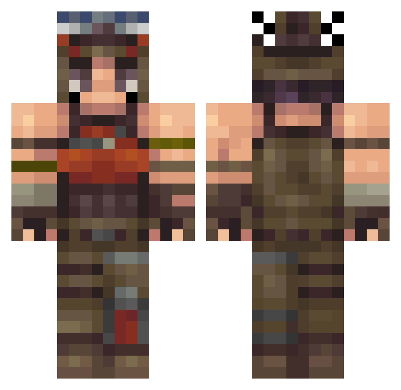 K4BBER Minecraft skin, front and back view