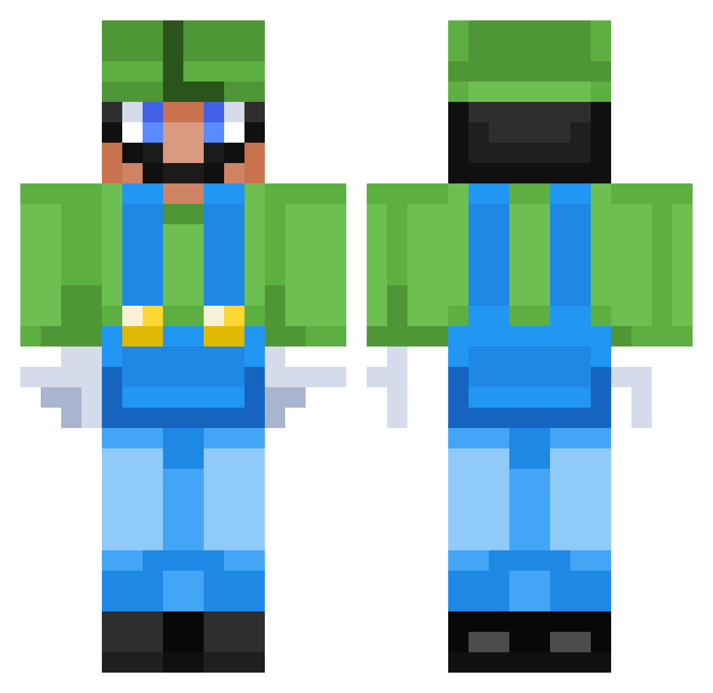 flakeyzq Minecraft skin, front and back view